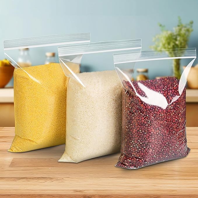 Bvslf Reusable/Resealable Zip Lock Covers Pouch Bags, 8 X 10 Inches, 100 Pieces (Transparent)