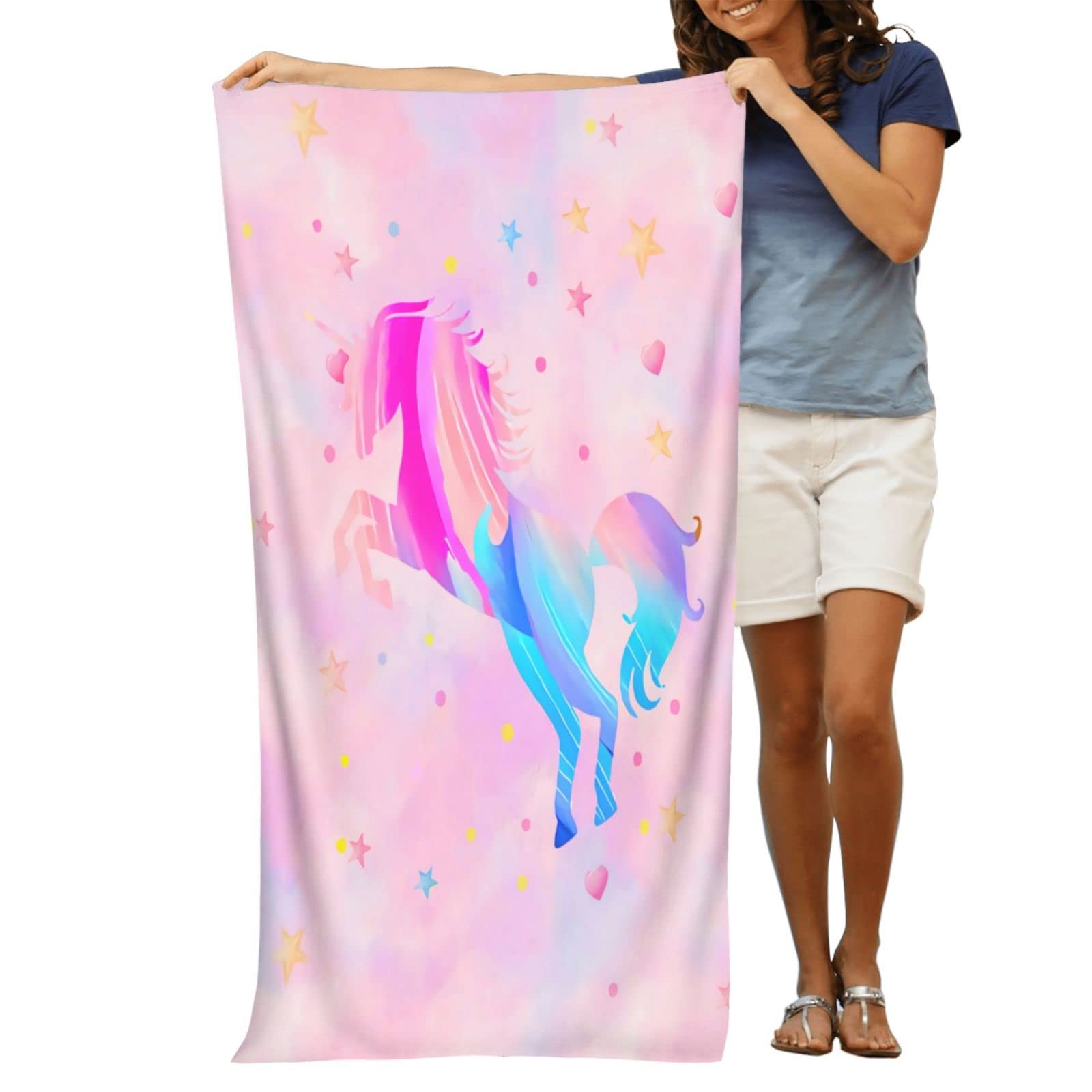 Unicorn Beach Towel For Girls, Personalized Beach Towels For Kids Microfiber Beach Towels Bulk, Cute Beach Towel, Quick Dry Beac