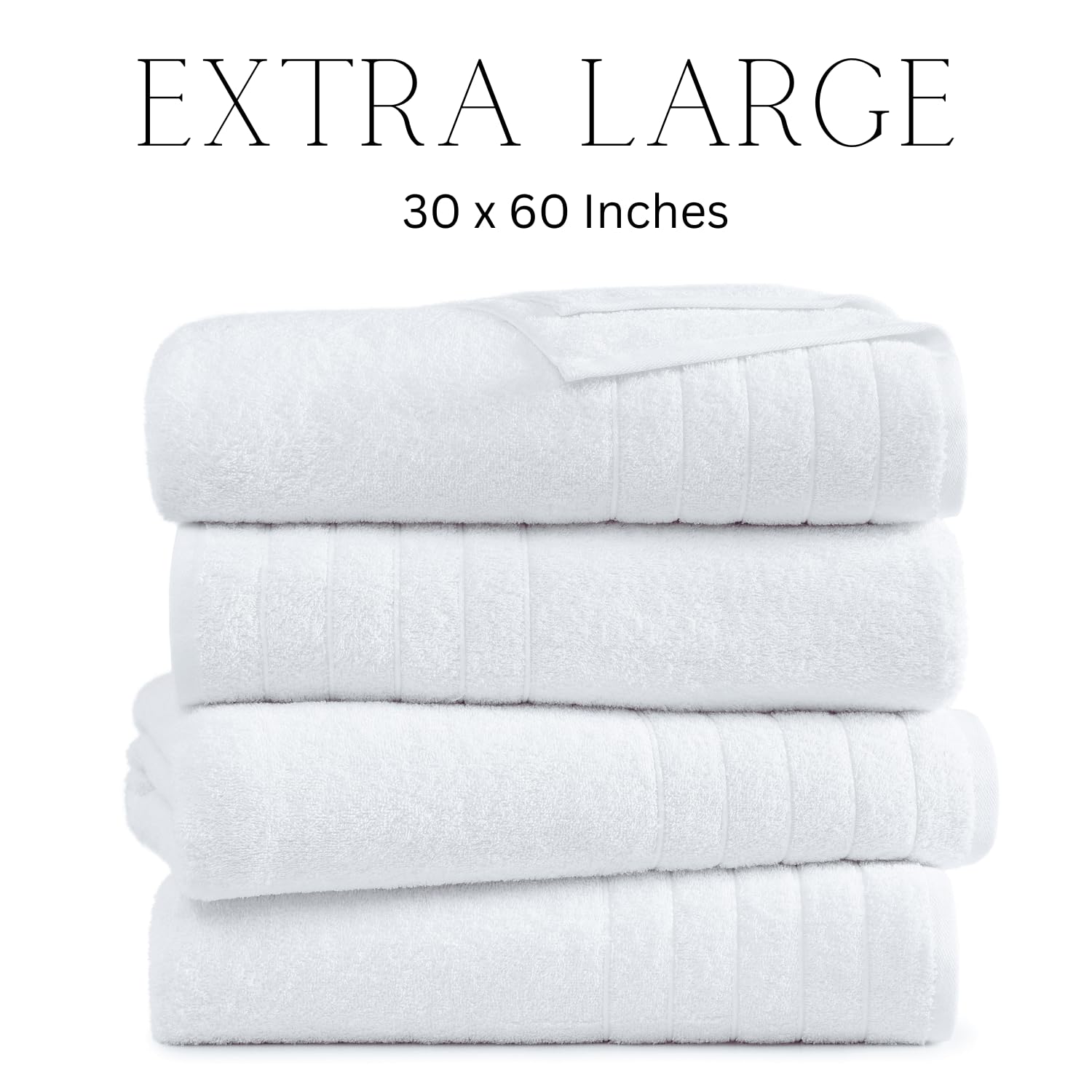 Casa Platino Bath Towels, 4 Pack Large Bath Towel Set (30''X 60''), 100% Ringspun Cotton Towels, White Towels For Bathroom, Abso