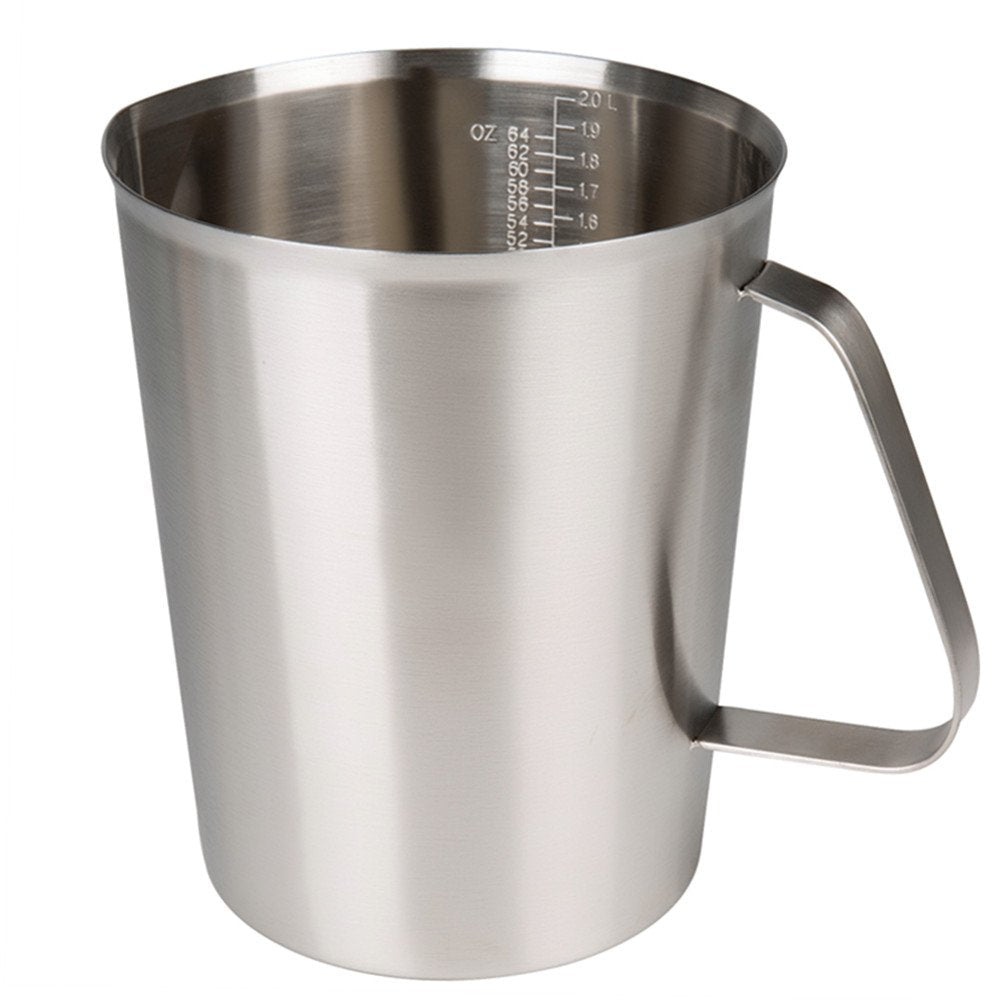 Measuring Cup, Stainless Steel Measuring Cups (64Oz/2 Liter- 8 Cup), Heavy-Duty Frothing Pitcher, Milk Frothing Pitcher Milk Fro