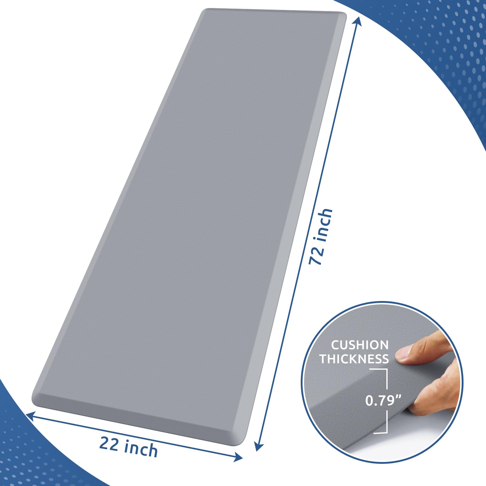 Kitchenclouds Kitchen Mat Cushioned Anti Fatigue Rug 22''X72'' Waterproof, Non Slip, Standing And Comfort Desk/Floor Mats For Ho