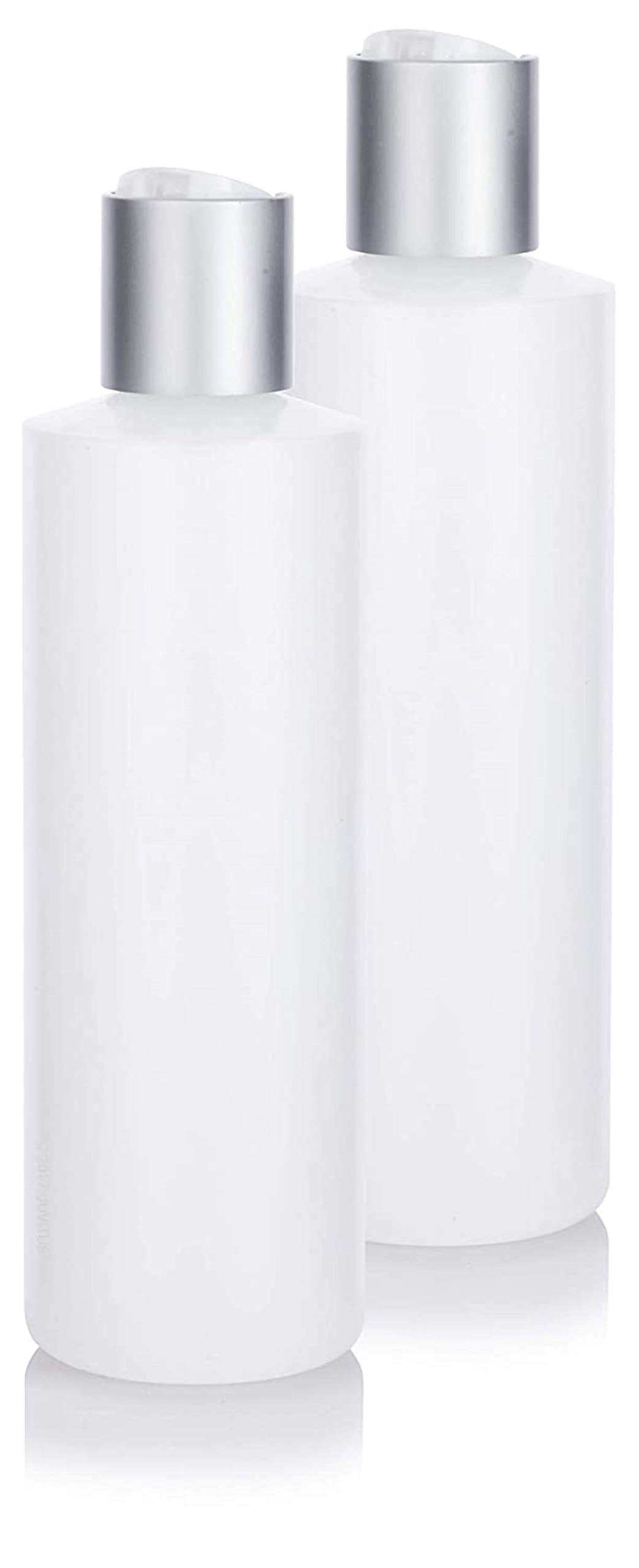 Juvitus Clear Natural Refillable Plastic Squeeze Empty Bottle Containers With Disc Cap - 8 Oz (2 Pack)