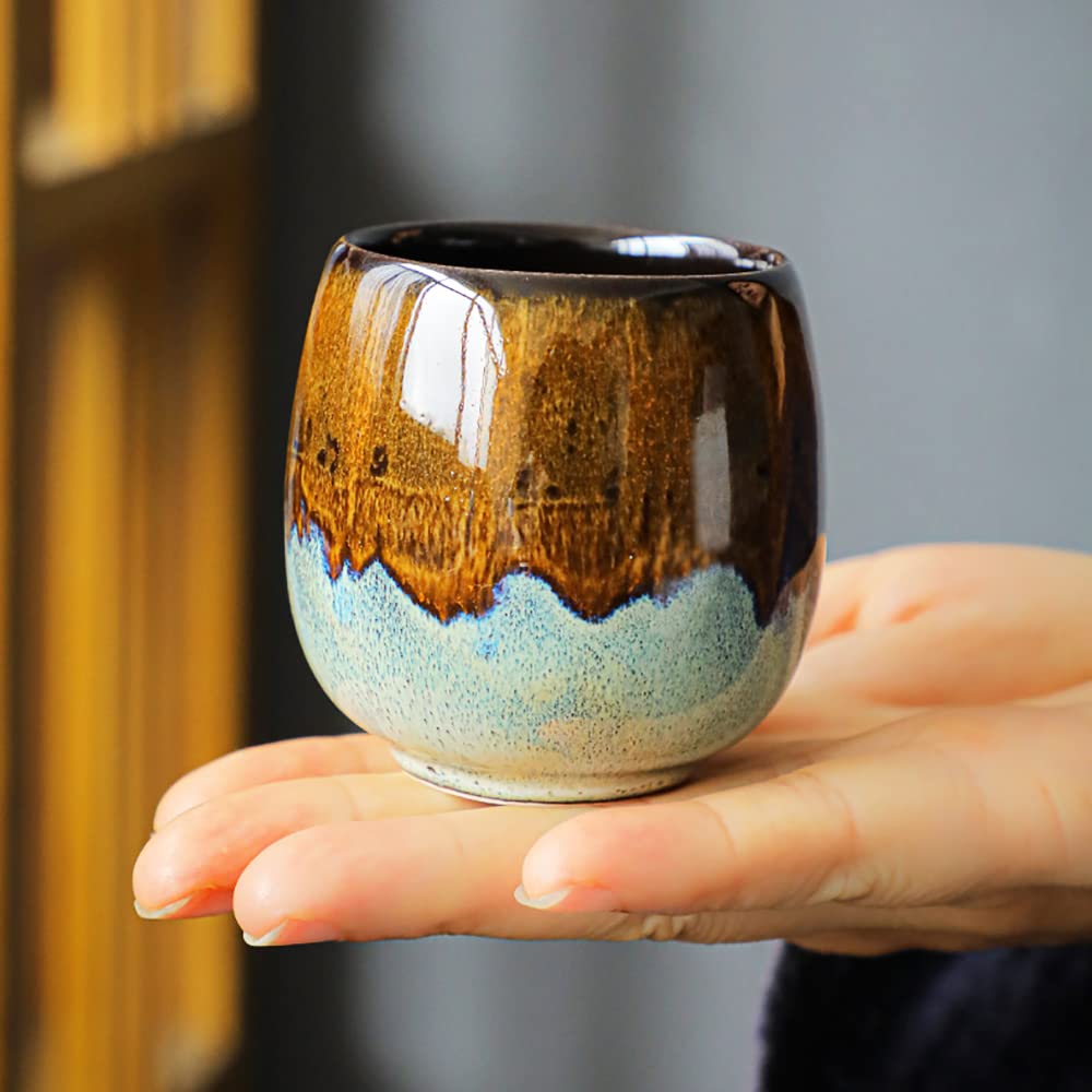 Fljzczm Espresso Cups Ceramic Cup Espresso Coffee Cup Small Tea Cups Tasting Cups Ceramic Mate Cup (2 X 3Oz, Brown)