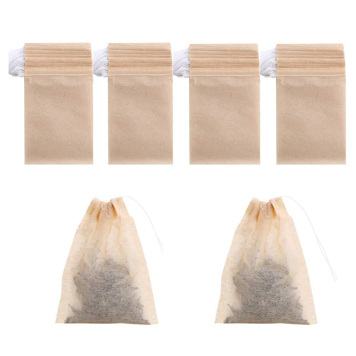 400 Pack Disposable Drawstring Tea Filter Bags Safe & Natural Unbleached Paper Tea Infuser Drawstring Empty Bag For Loose Leaf T