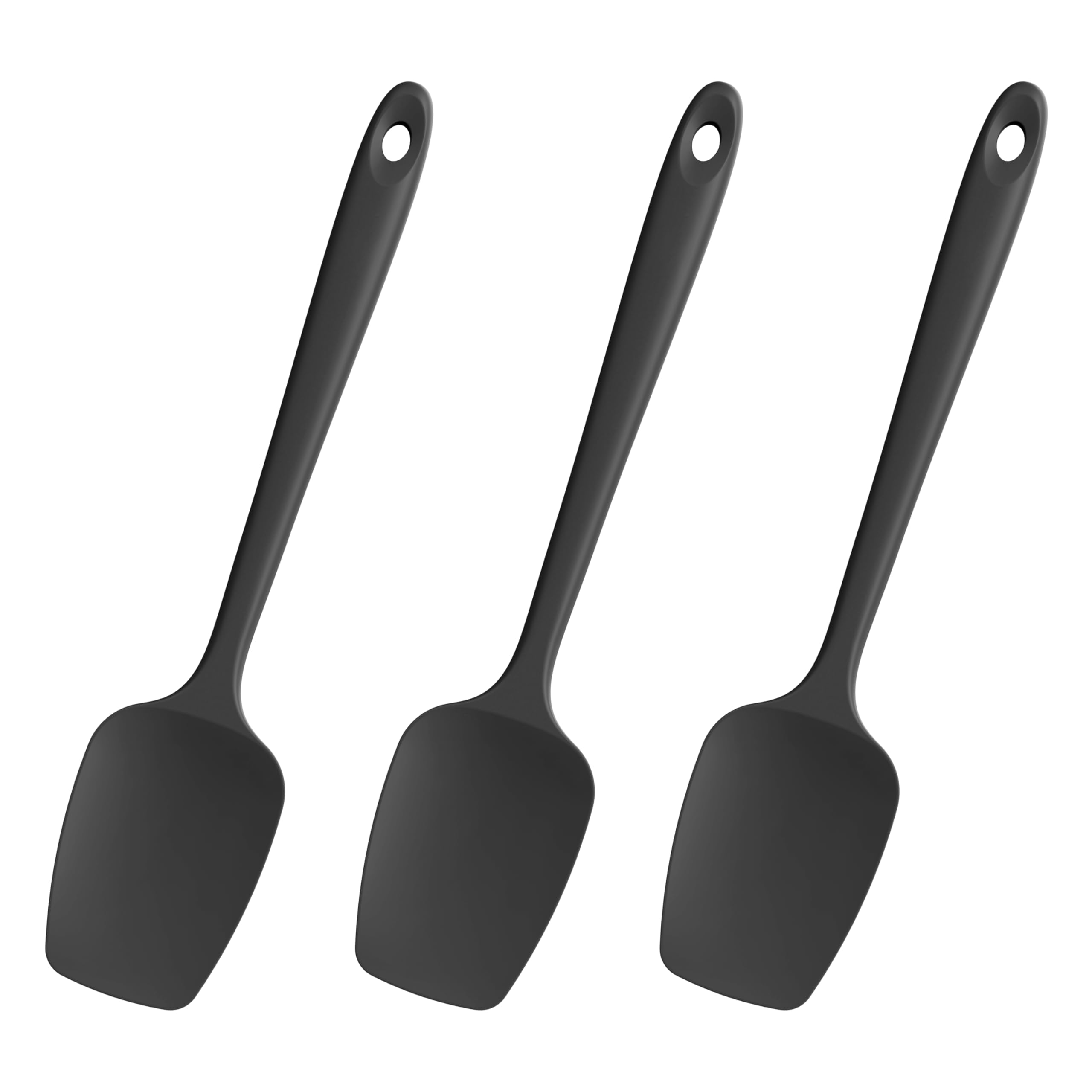 Doosu Heat Resistant Silicone Spoon Spatulas for Cooking (3 Pcs, Black)