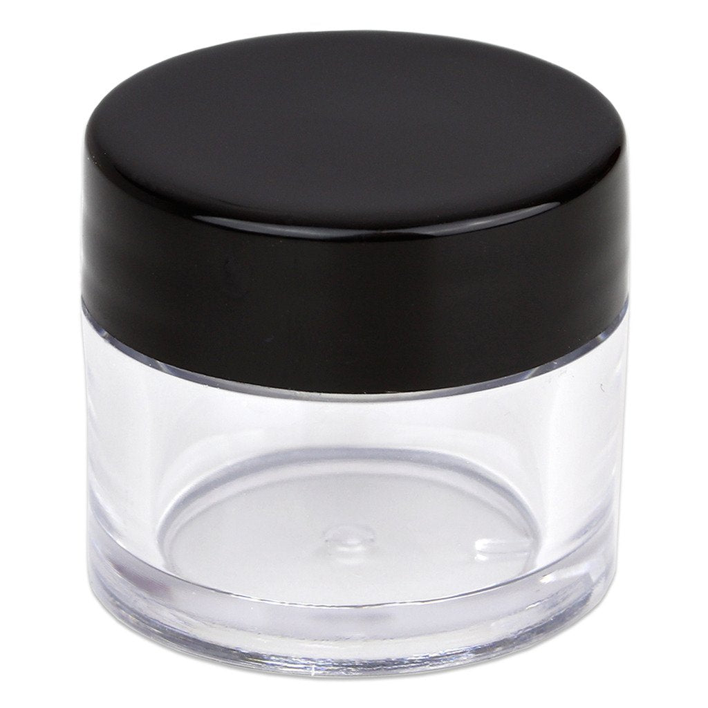 Beauticom High-Graded Quality 7 Grams/7 Ml (Quantity: 12 Packs) Thick Wall Clear Plastic Leak-Proof Jars Container With Black Li