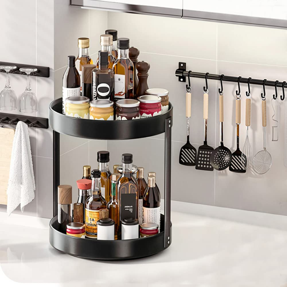 Ketumal 2 Tier 360 Rotating Spice Rack, 25.8Cm Rotating Turntable, Can Be Used In The Kitchen Rotating Spice Rack, Rotating Orga