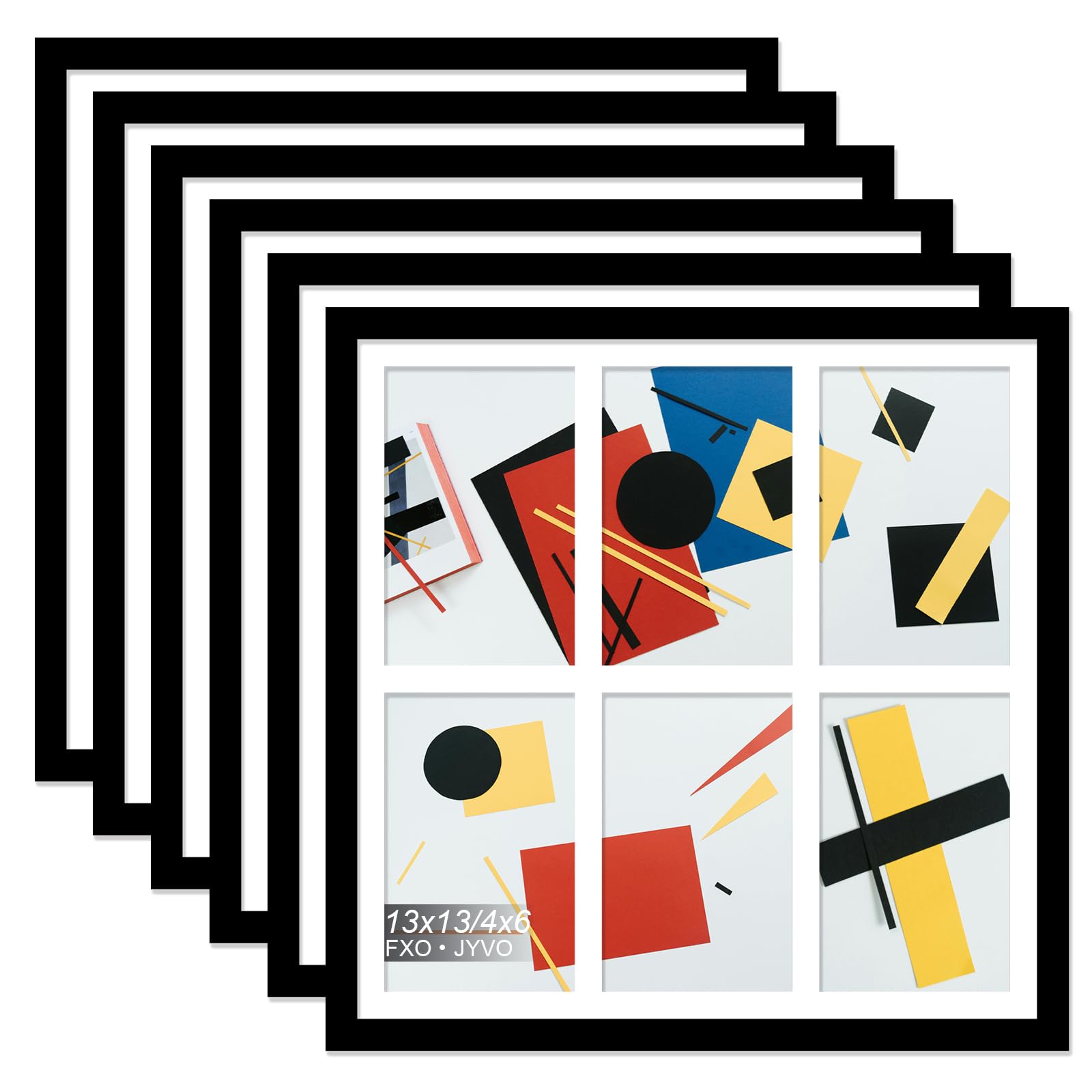 Fxojyvo 4x6 Picture Frame Collage Set of 6, Display 6 4x6 Picture Collage or 13x13 Photo Only Without Mat, Light Weight and High