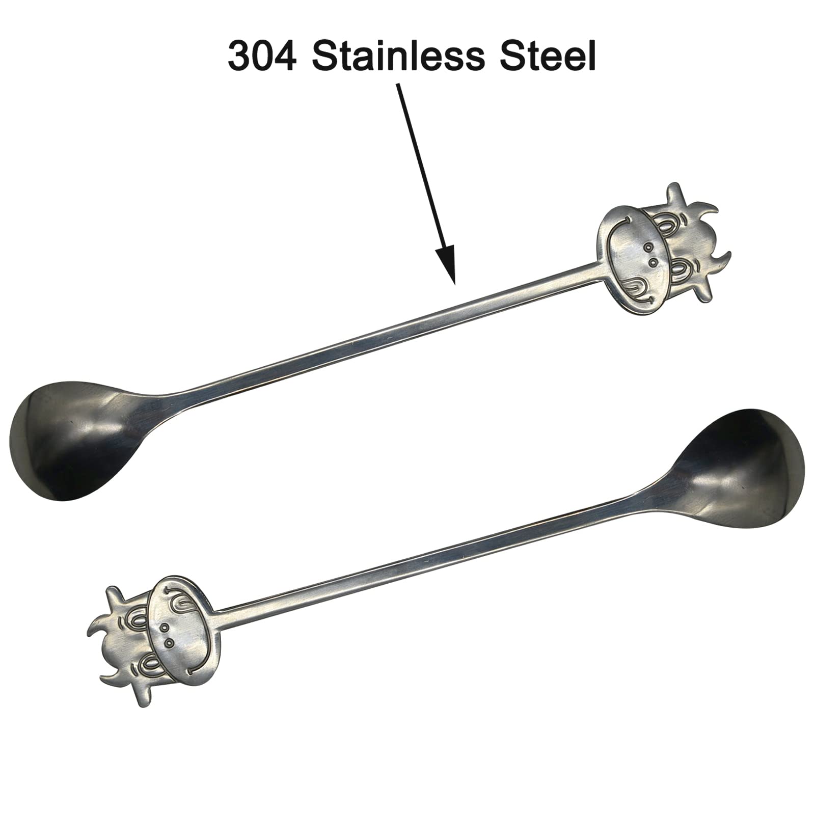 Maydahui 2Pcs Cow Spoon 5.9Inch 18/10(304) Stainless Steel Coffee Spoon Cartoon Animal Dessert Spoon Tableware Kitchen Tools For