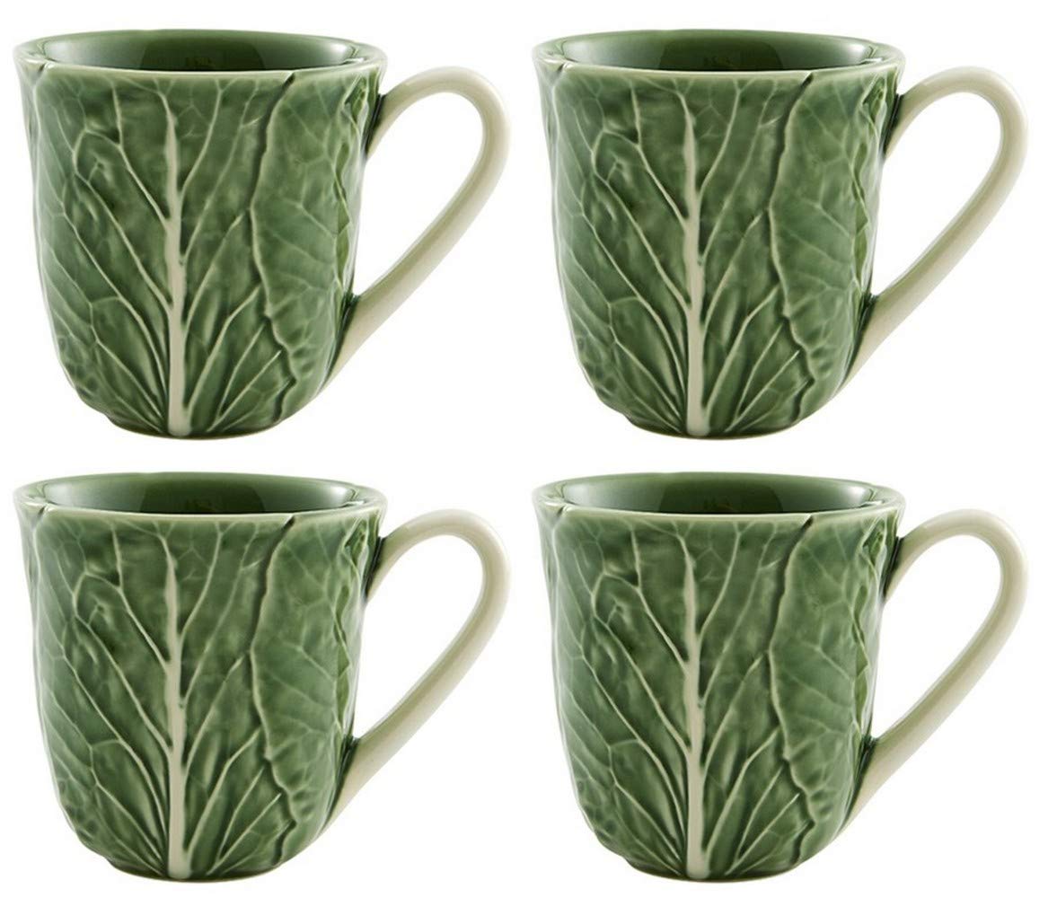 Bordallo Pinheiro Cabbage Mug Green, Set Of 4.,