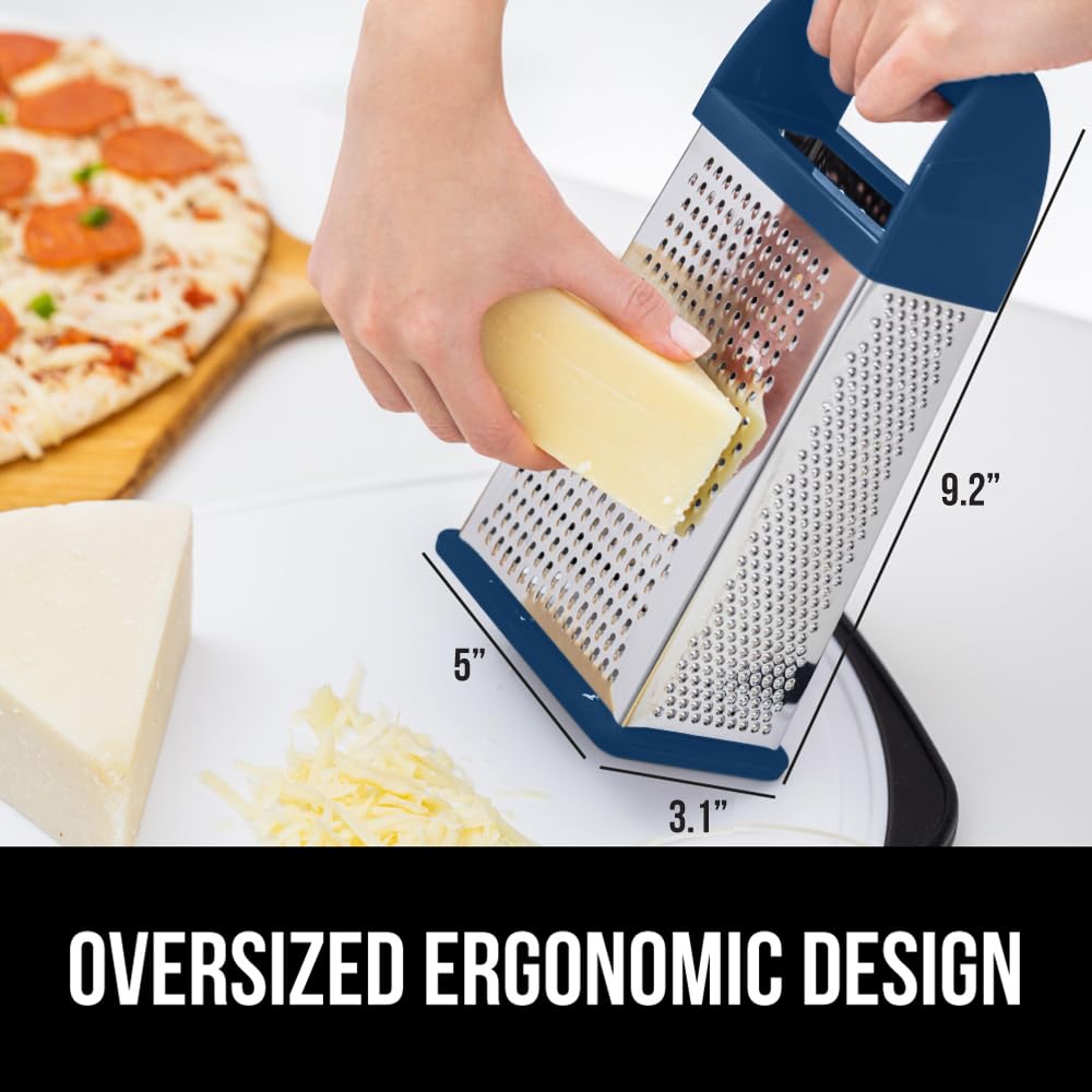 Gorilla Grip Professional 100% Bpa Free 4-Sided Cheese Slicer Grater, Stainless Steel Xl Box Graters With Ergonomic Handle, Ging