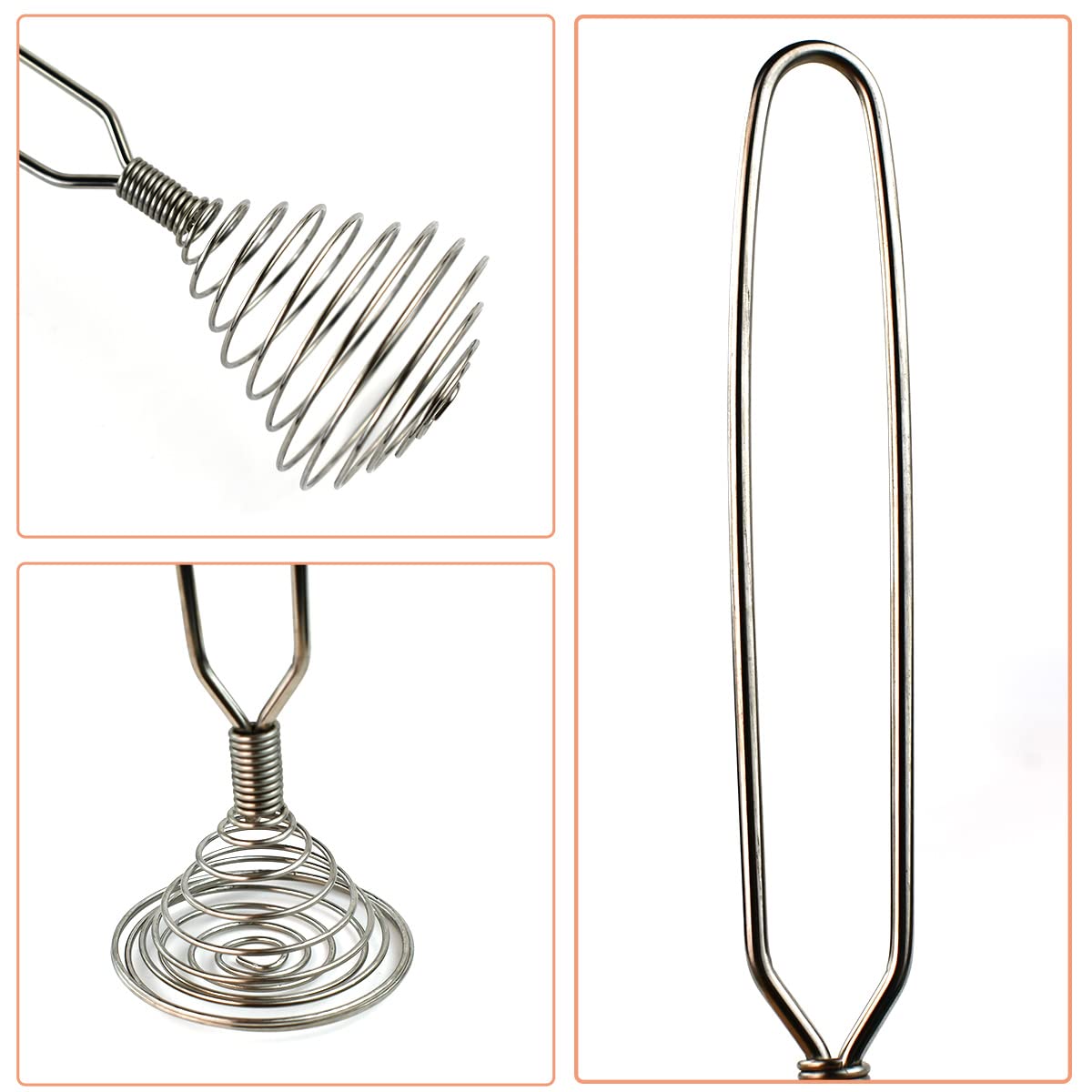 Bilkeru Stainless Steel Spring Whisk - 8 Inch Mini Egg Whisk in Silver, Model 700120 for Baking and Cooking