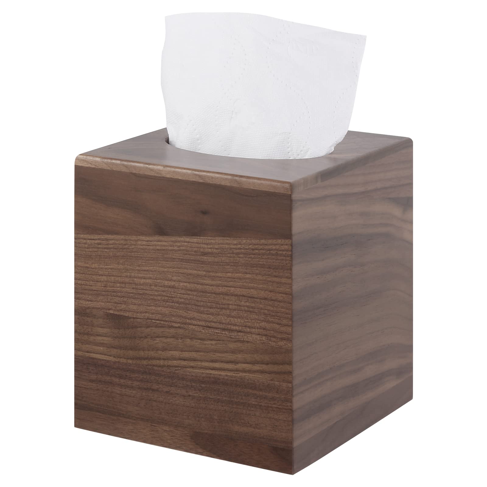 Reviaras Tissue Box Cover, Walnut Wood Tissue Box Cover With Slide-Out Bottom, Tissue Box Cover Square For Bathroom, Bedroom, Di
