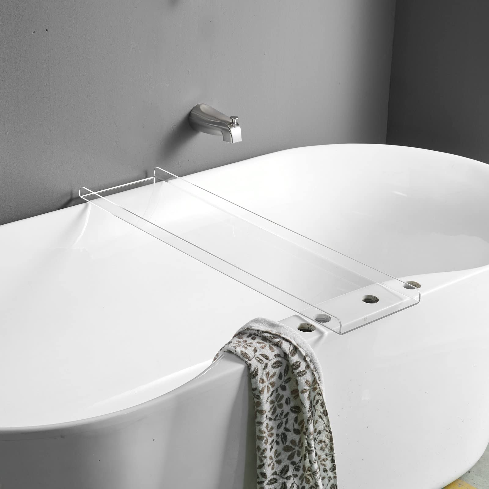 Clear Bathtub Tray Caddy, Bath Tub Rack Shelf, Luxury Bathroom Organizer Tablet Holder, Acrylic Shunli