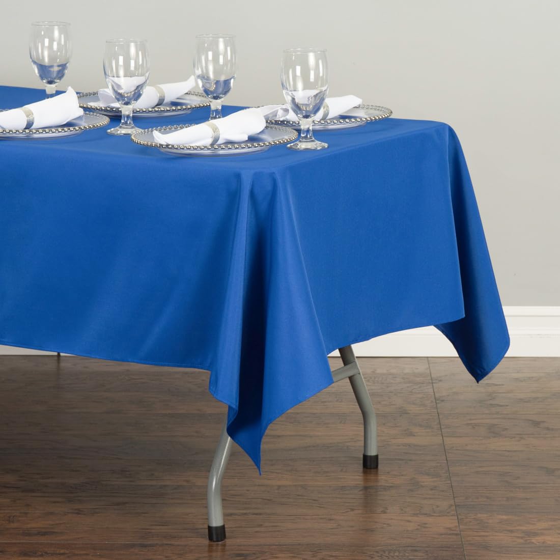 Ltc Linens 2 Pack Rectangle Tablecloths Royal Blue 60 X 126 Inch For 8 Ft Rectangular Banquet Tables With Half-Drop - Stain And