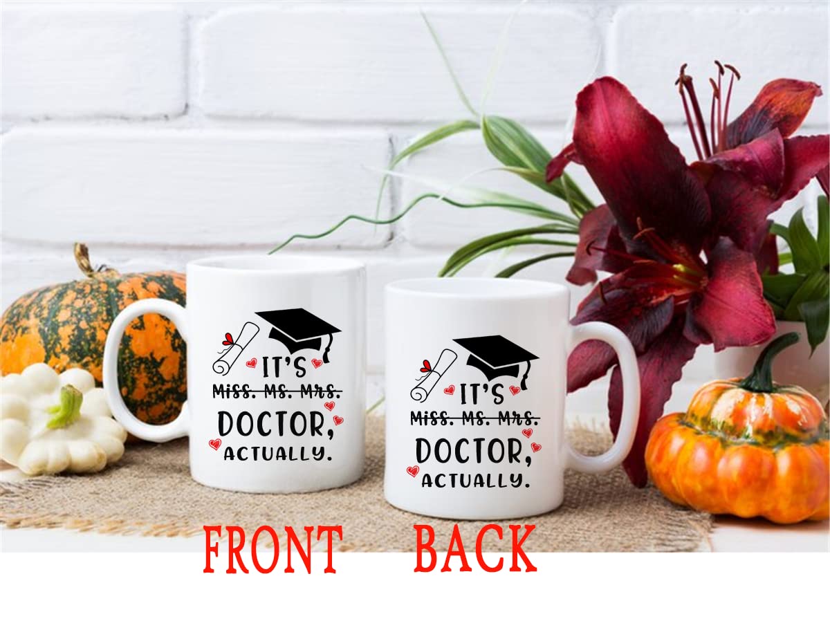 Qsavet Funny Doctor Gift Mug - ItS Miss Ms Mrs Dr Actually, Phd Graduation, Doctorate Degree, Novelty Coffee Cup For Coworkers,