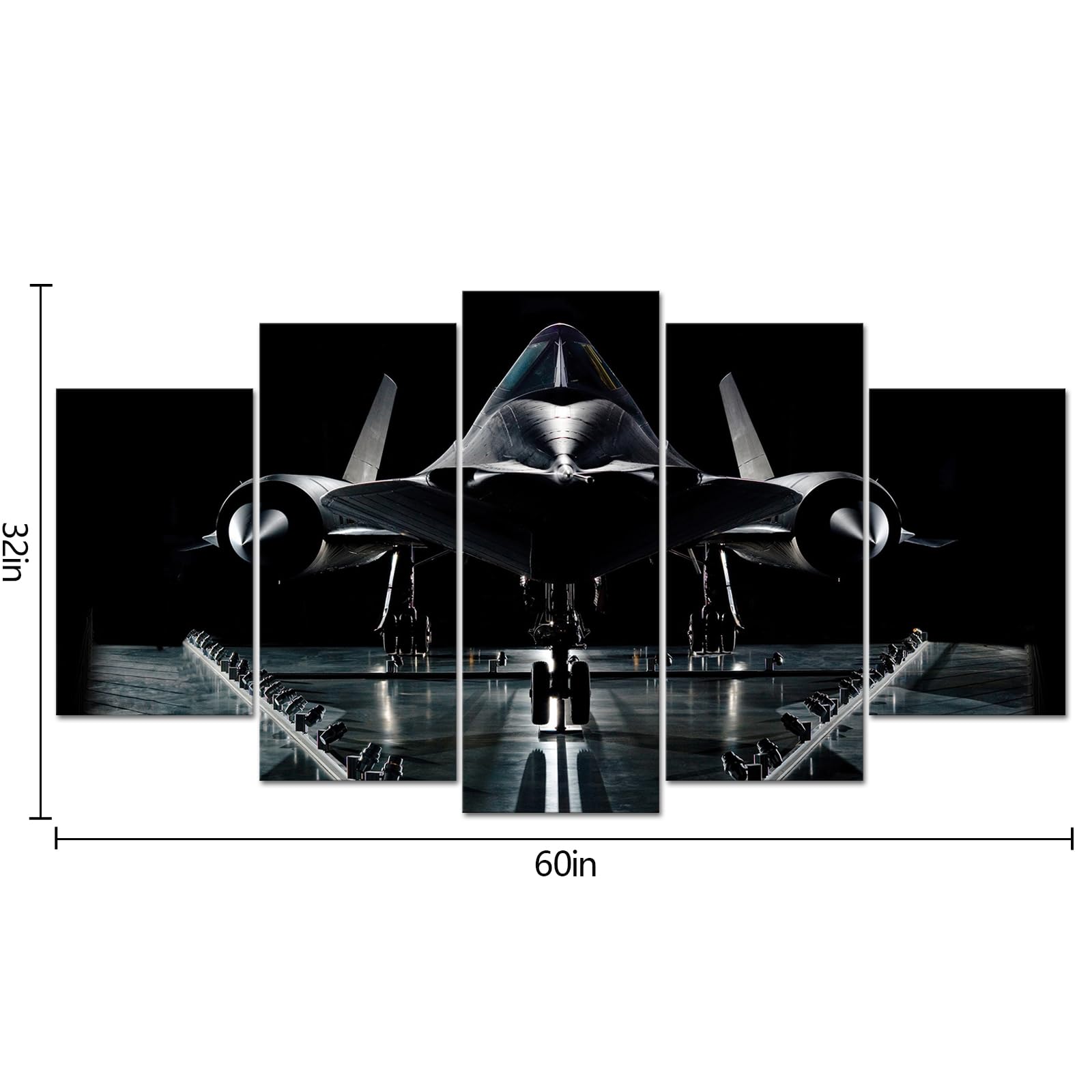 Vvovv Wall Decor Airplane Decor Black Room Decor Aviation Decor Picture Boys Bedroom Decor, Large Canvas Wall Art Framed,60X32In
