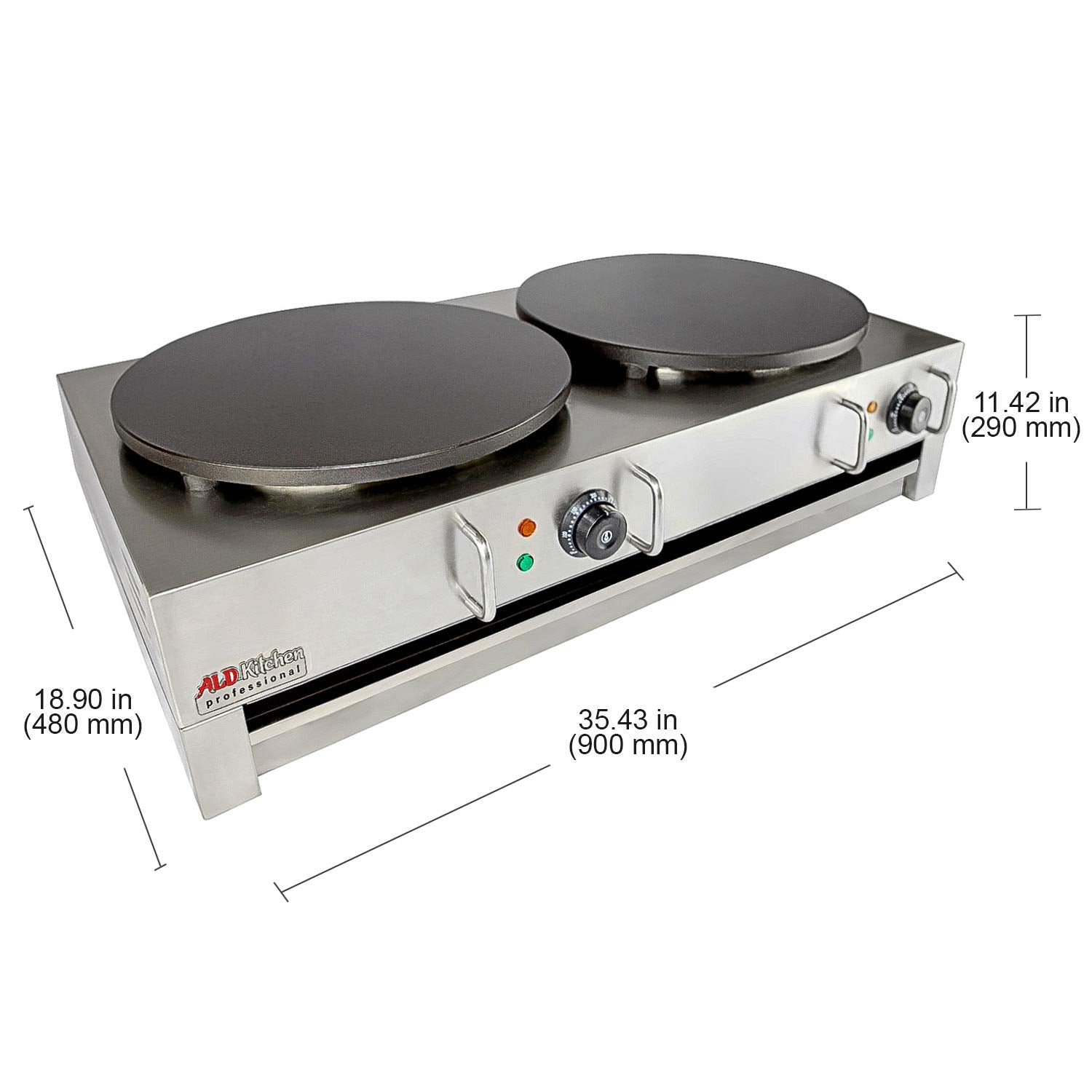 Aldkitchen Pancake Maker | 16'' Plate | Electric Crepe Maker | 110V (Double)