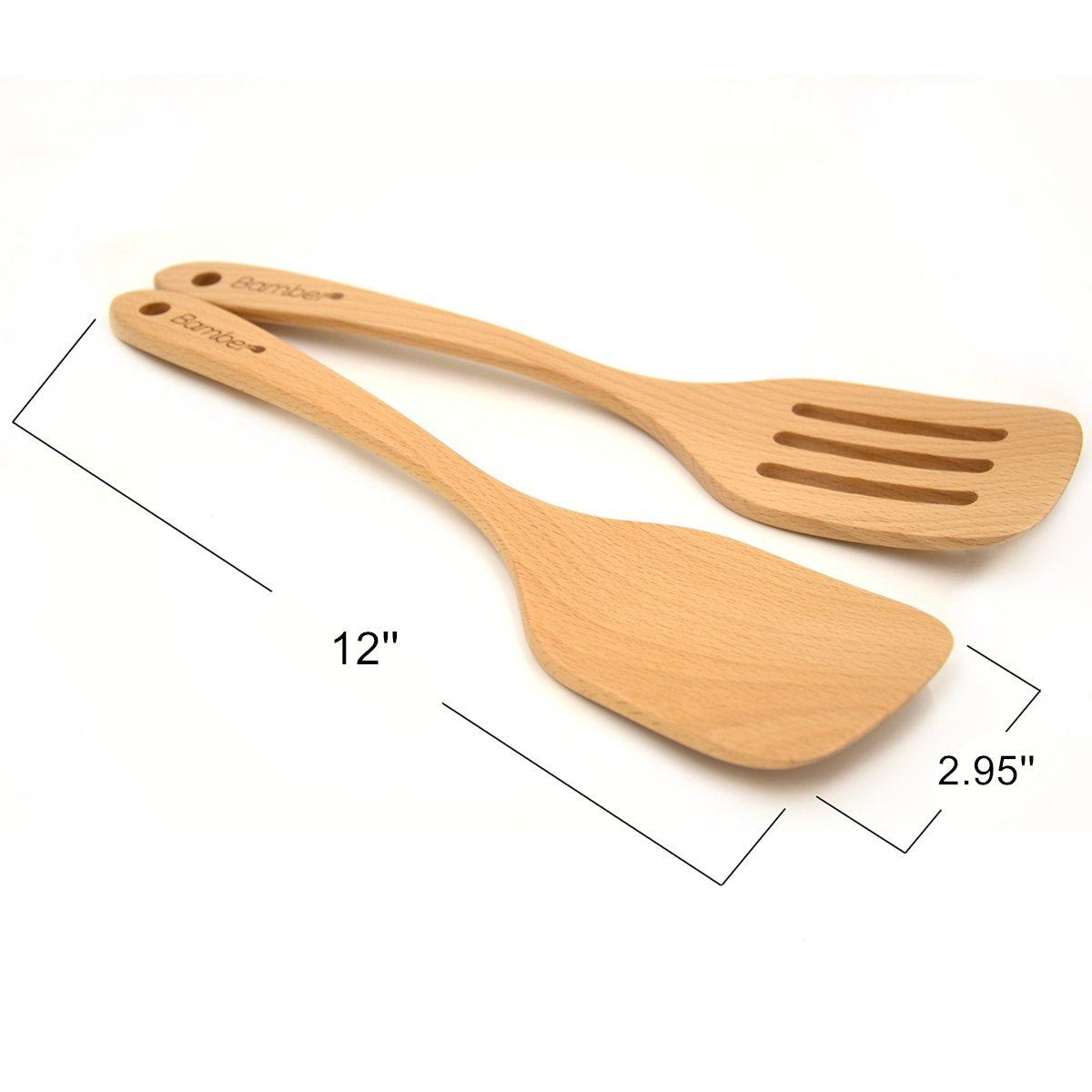 Bamber Wooden Wok Spatula Set Wood Turner For Non Stick Cookware, Pack Of 2