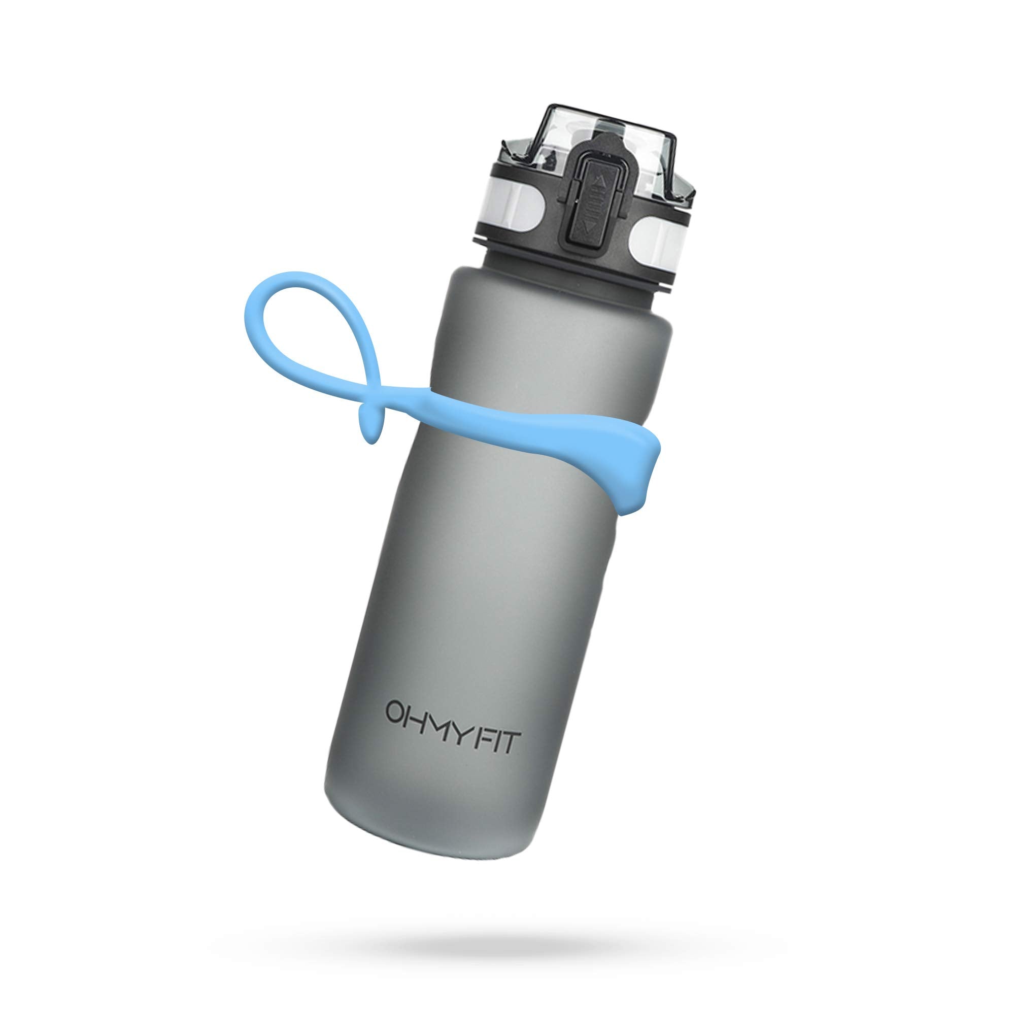 OHMY FIT Tritan Sports Water Bottle with Magnetic Silicone Carry Strap & One Click Open Cap - Magnetic Drink Holder for Metal Eq