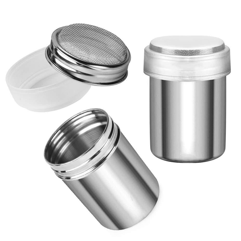 Accmor 2Pcs Powdered Sugar Shaker Duster, Cinnamon Shaker Flour Sifter, 7Oz Stainless Steel Fine Mesh Dredges Shakers For Cinnam