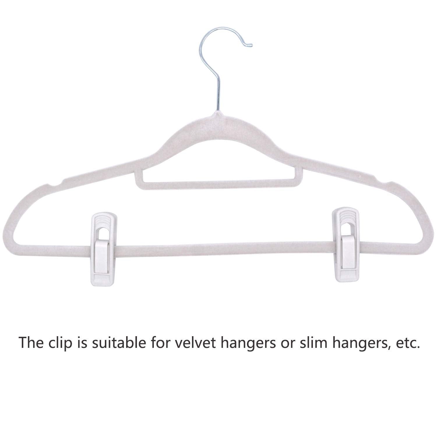 Tinfol 40Pc Hanger Clips - White Strong Pinch Grip Clips For Use With Slim-Line Clothes Velvet Hangers, Multi-Purpose Finger Cli
