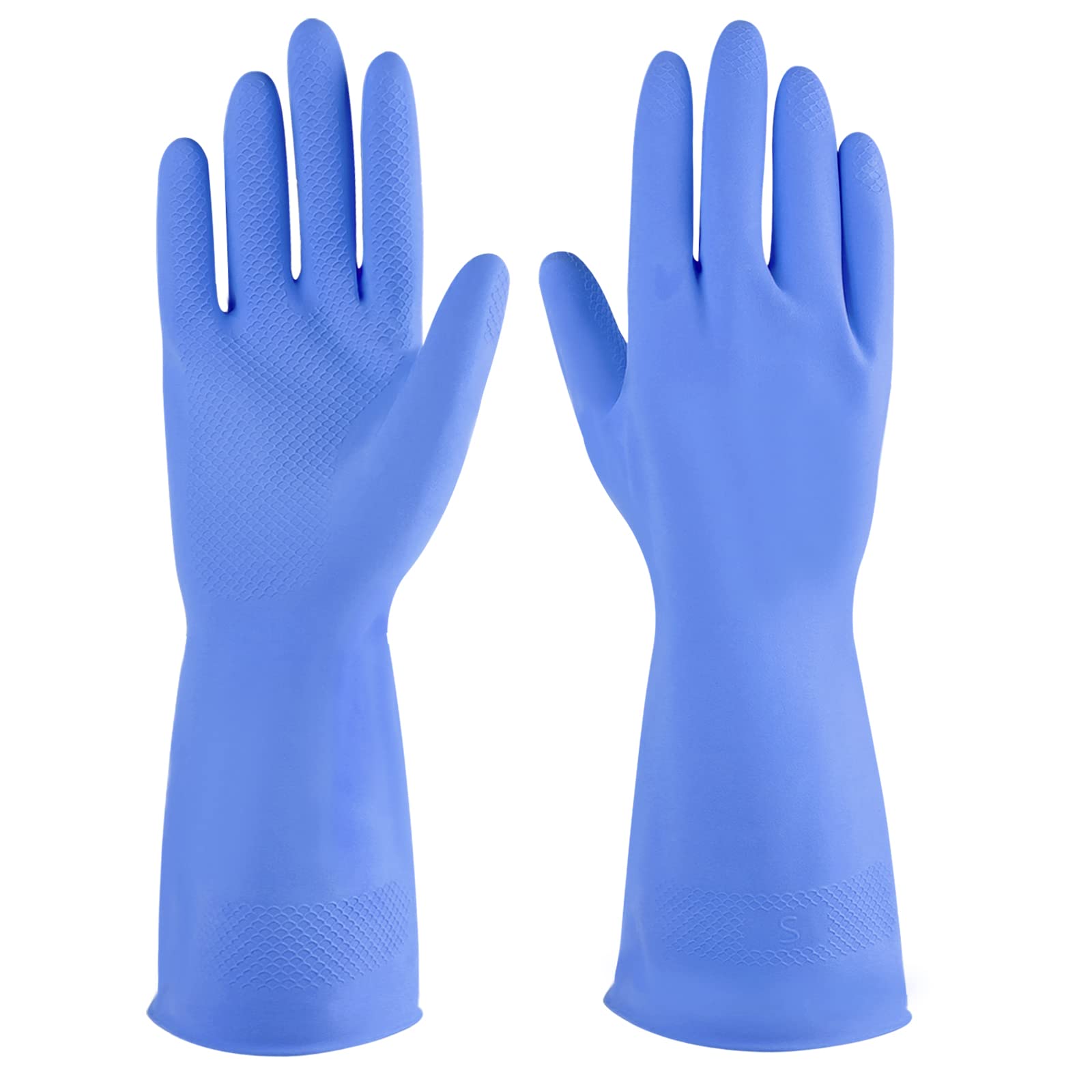 IUcgE Rubber cleaning gloves blue 6 Pairs for Household,Reuseable dishwashing gloves for Kitchen(6,Medium)