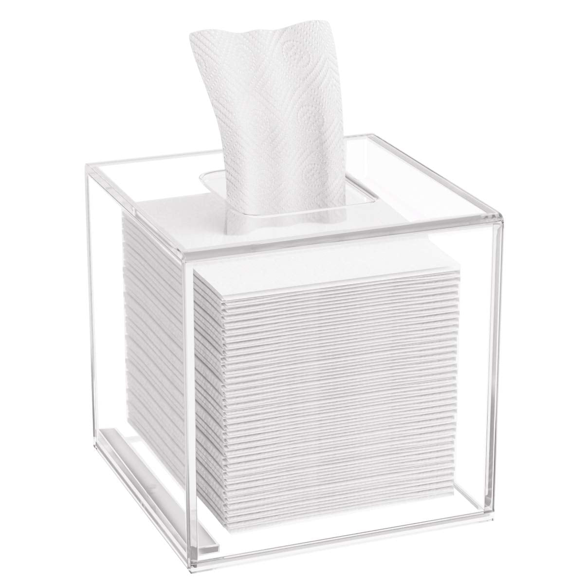 Hiimiei Acrylic Tissue Box Cover 5.4X5.4X5.4 ' ' Clear Tissue Holder Napkin Dispenser For Home Office Restaurant-Clear