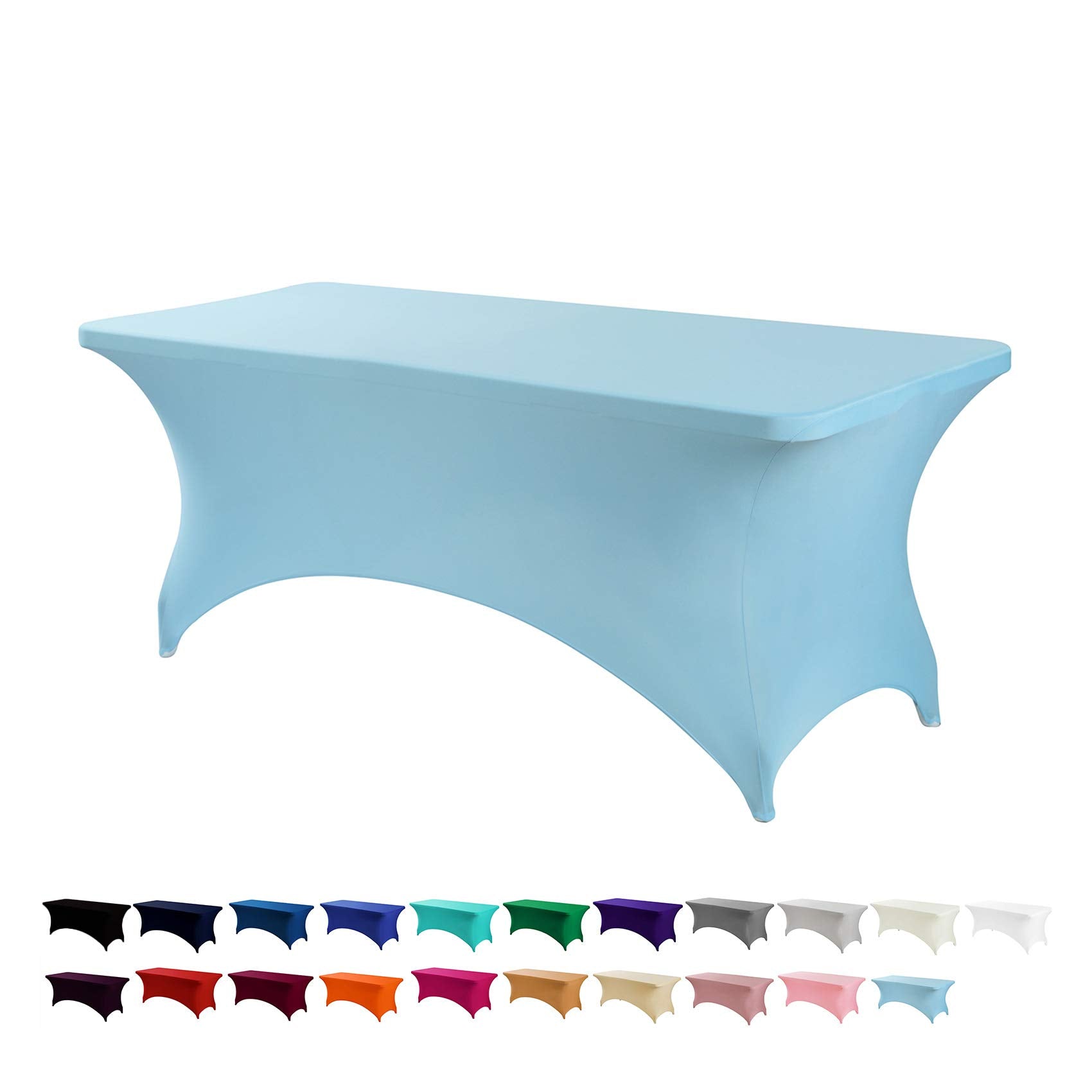 Peomeise 6Ft Spandex Table Cover Rectangular Stretch Spandex Tablecloth (Blue Mist,6Ft)