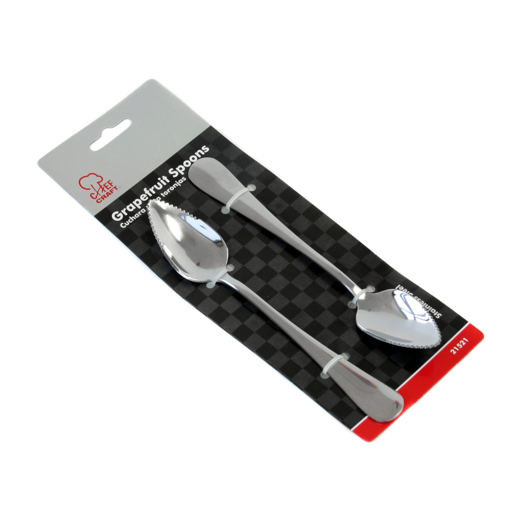 Chef Craft Serrated Grapefruit Spoon, 6.5 Inches In Length 2 Piece Set, Stainless Steel