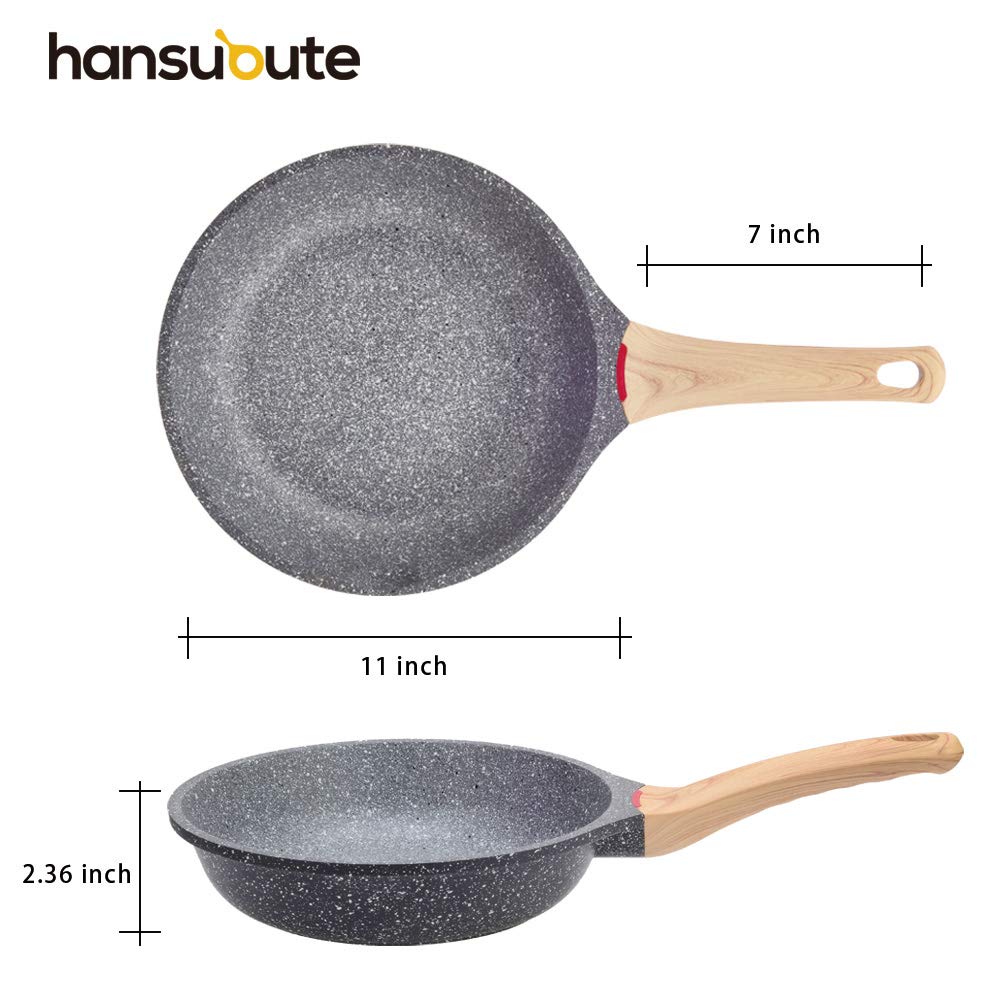 hansubute Nonstick Induction Stone Frying Pan with Soft Touch Handle Children Protection Function (11inch)