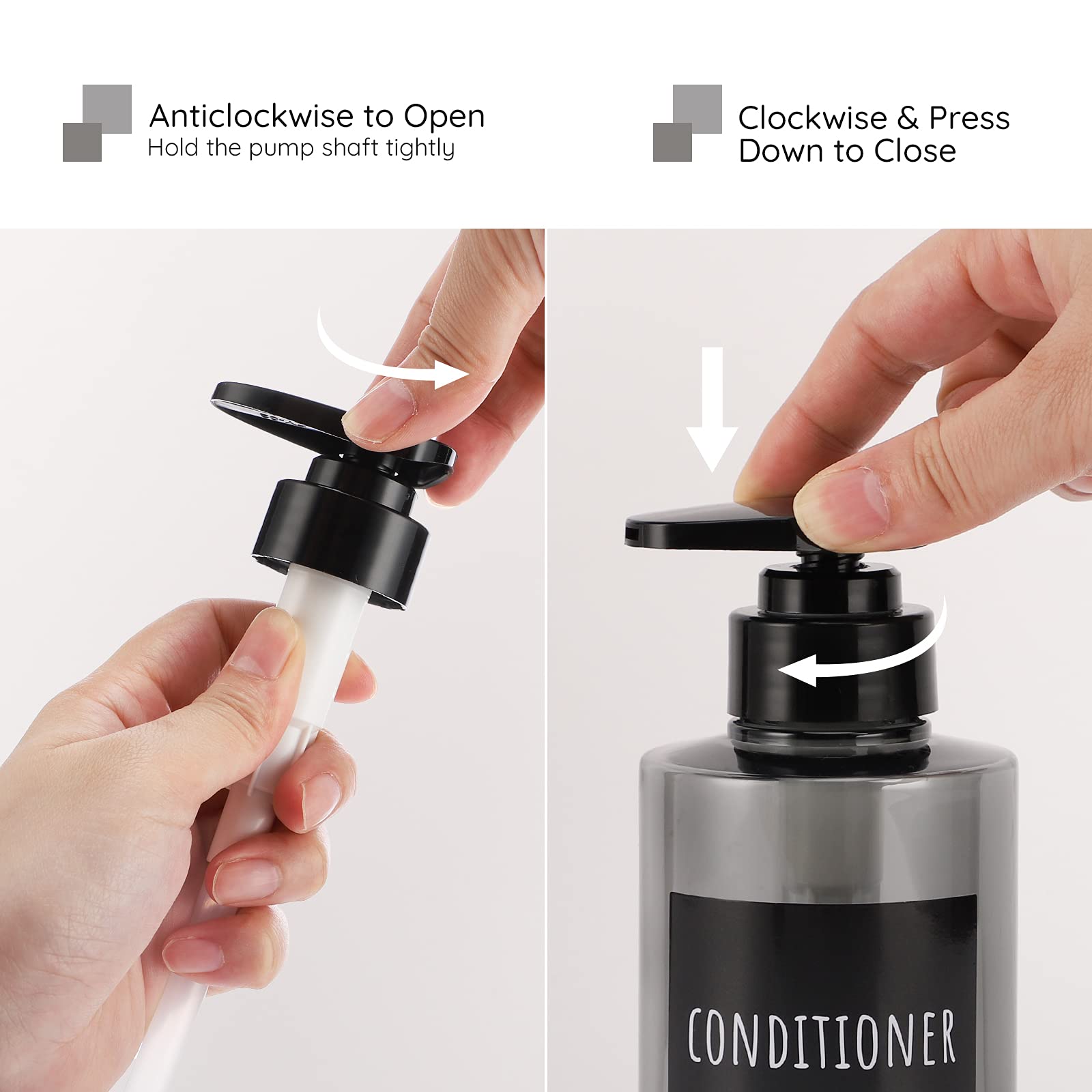 Empty Shampoo Bottles, Segbeauty 10.1Oz Plastic Pump Dispenser Bottle, 3Pcs 300Ml Refillable Shampoo Pump Bottles For Shower, Gr