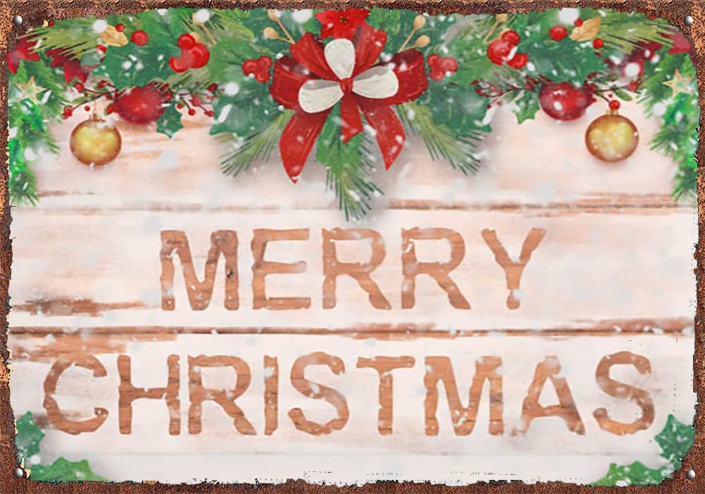 Daiercy Merry Christmaschristmas Tree Christmas Flower Christmas Wall Art Funny Retro Vintage Bar Metal Tin Sign Poster Style Wa