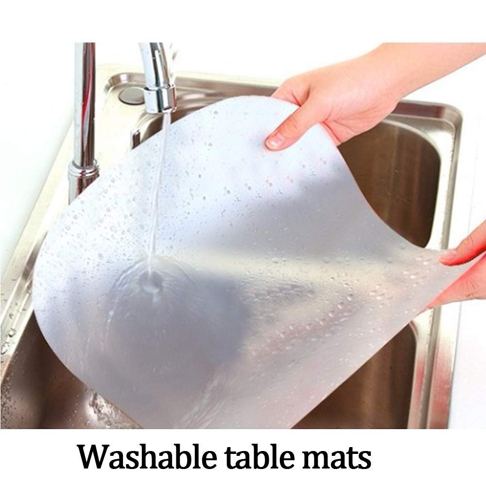 Wetop Translucent Plastic Placemats Set Of 4 For Dining Table, Keeps Table Or Desktop Cloth Cleaner, Washable, Heat Resistant, N