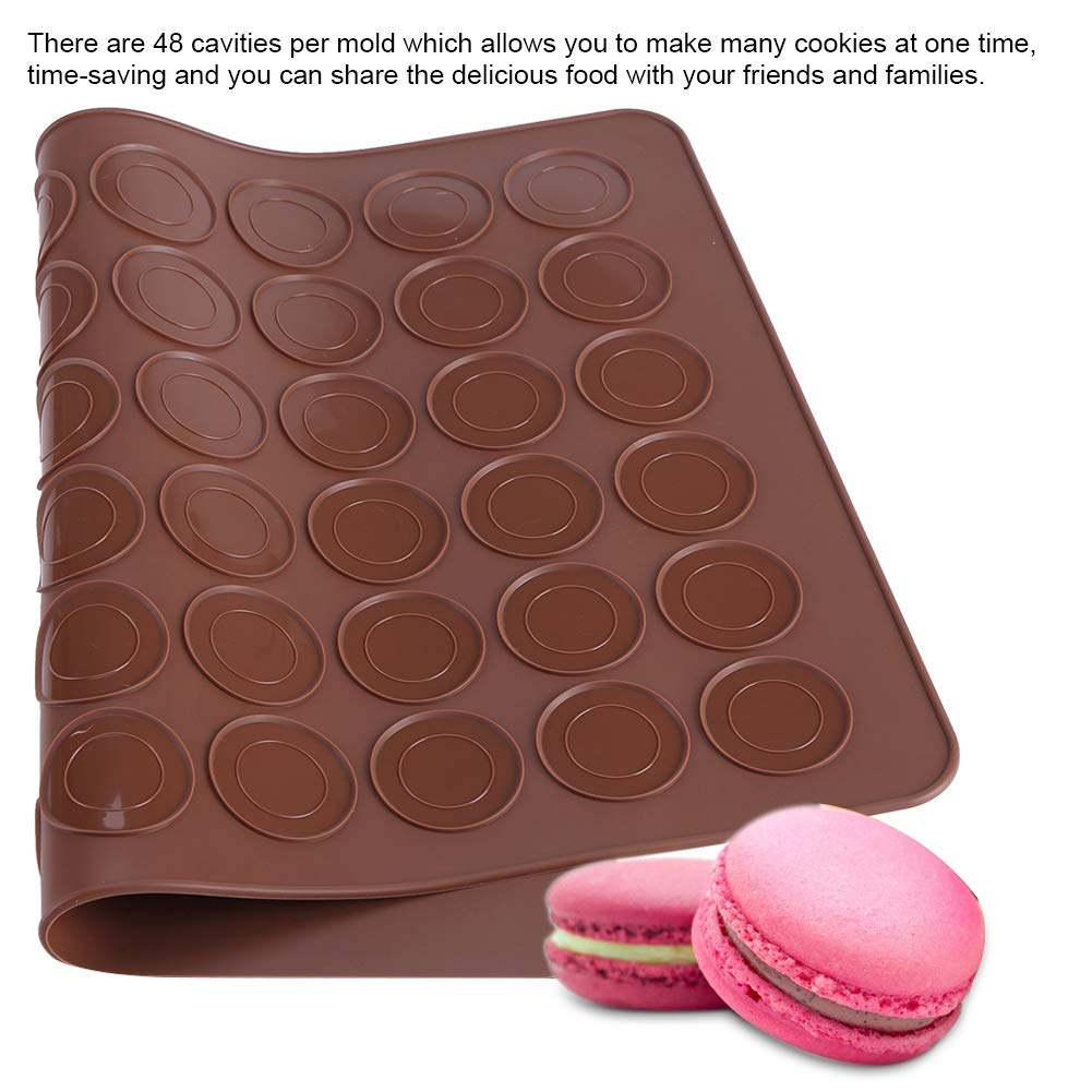 Silicone Macaron Baking Mats, 48 Cavities Silicone Mold Sheet Mat Macaroon Cookies Pastry Diy Bakeware Decorating Tools, Silicon