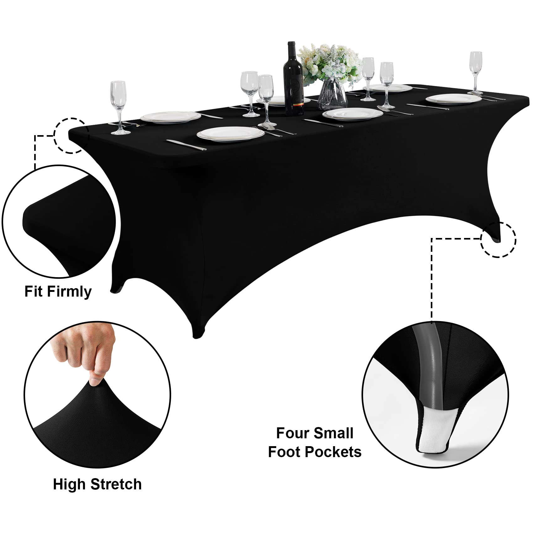 Supero Waterproof Spandex Table Cover For 6Ft Table Universal Fitted Stretch Tablecloth For Party, Banquet, Wedding And Events-B