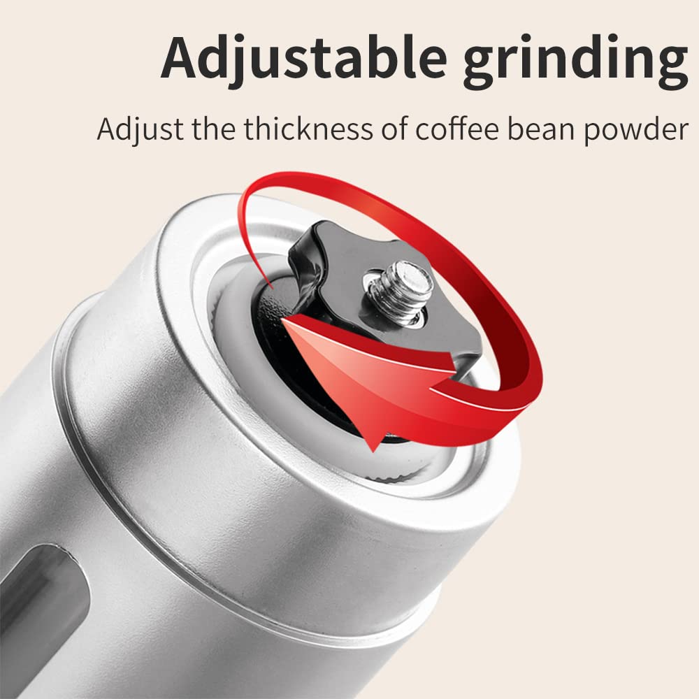 Manual Coffee Grinder, Stainless Steel Hand Coffee Grinder With Conical Burr, Portable Straight Handle Coffee Bean Grinder For H