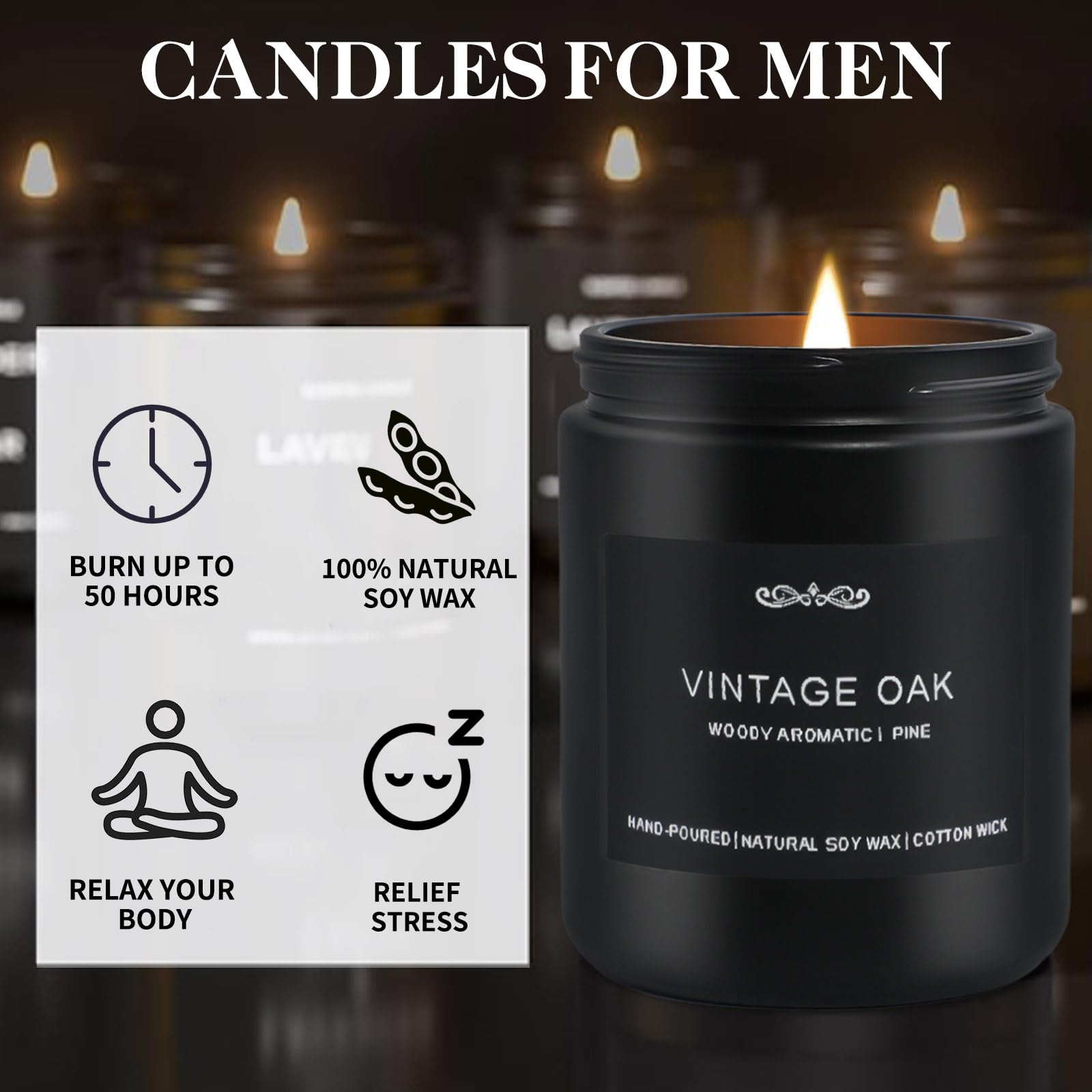 Scented Candles Gifts Set, Men Candle Set for Home Scented, 4 Pack Candles for Men, Valentines Day Gifts for Him, Birthday Gifts