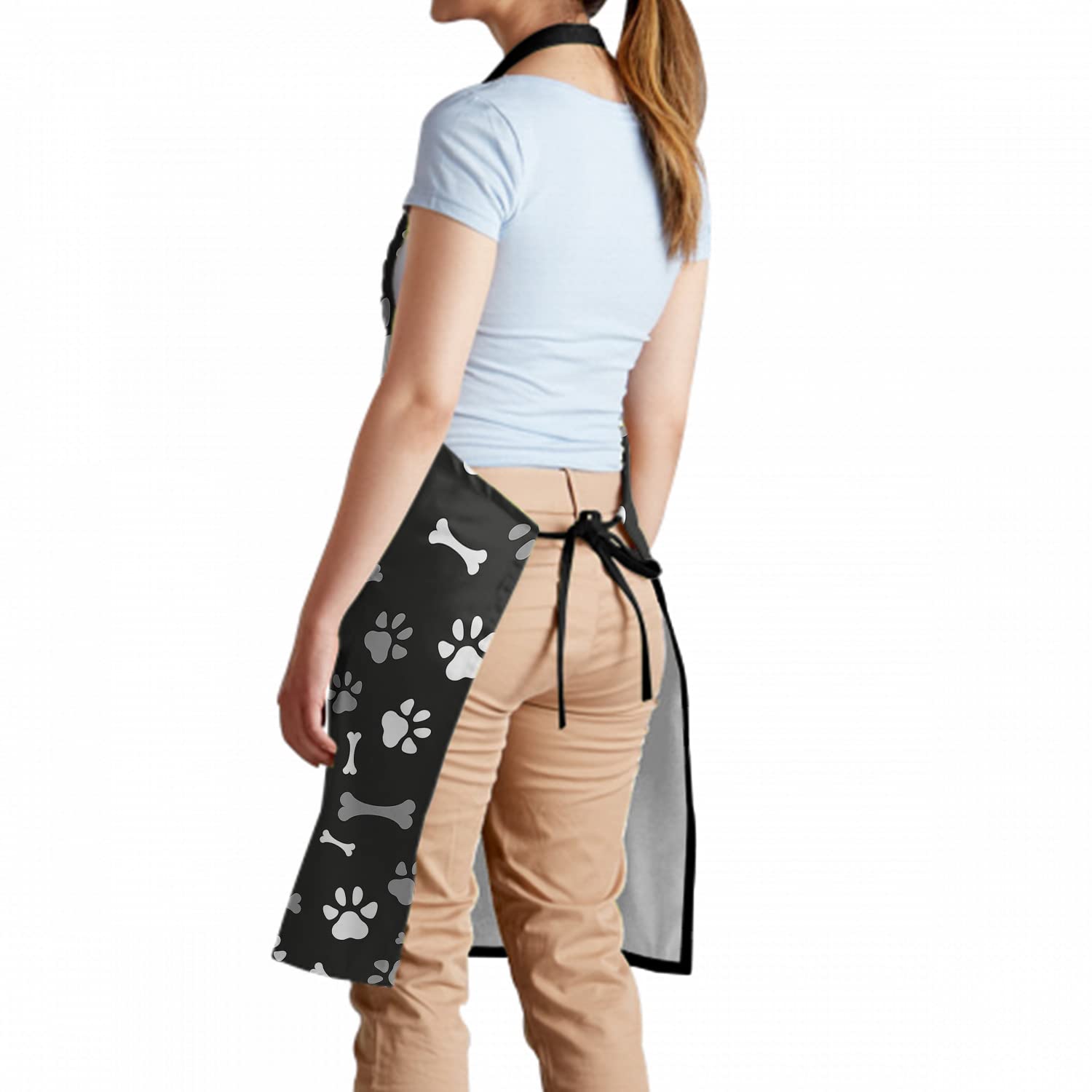 Sweetshow Dog Grooming Apron With 2 Pockets And Adjustable Neck Waterproof Stain Resistant Cute Bones Dog Paws Apron For Men & W