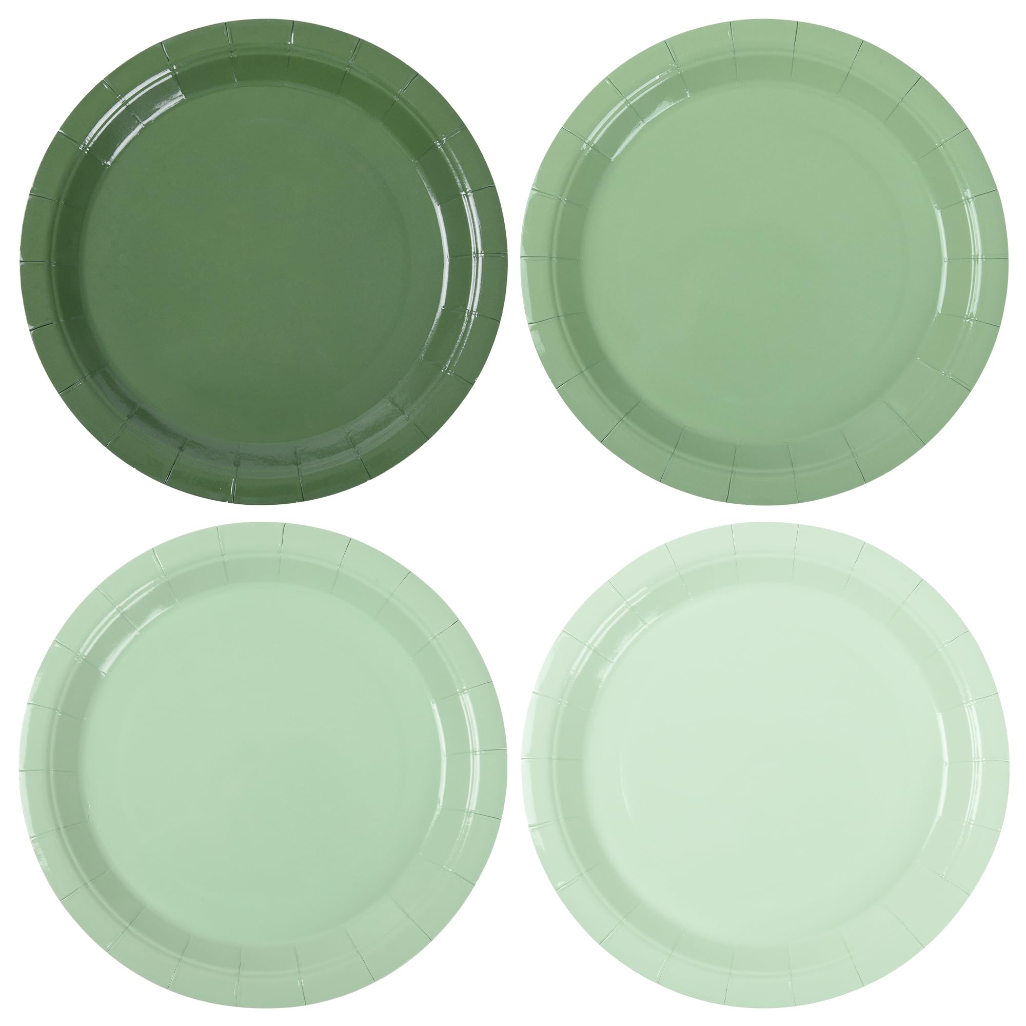 Aimfun Sage Green Paper Plates Gradient Green Party Plates 7   Disposable Round Dessert Plates For Birthday Wedding Bridal Baby