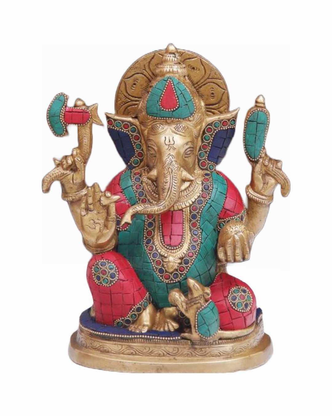 Rugdoll Ganesha Statue- 25Cm Ganesh Statue In Brass, Ganesha Idol, Ganesh Figurine, Elephant God, Son Of Lord Shiva, Ganesh Home