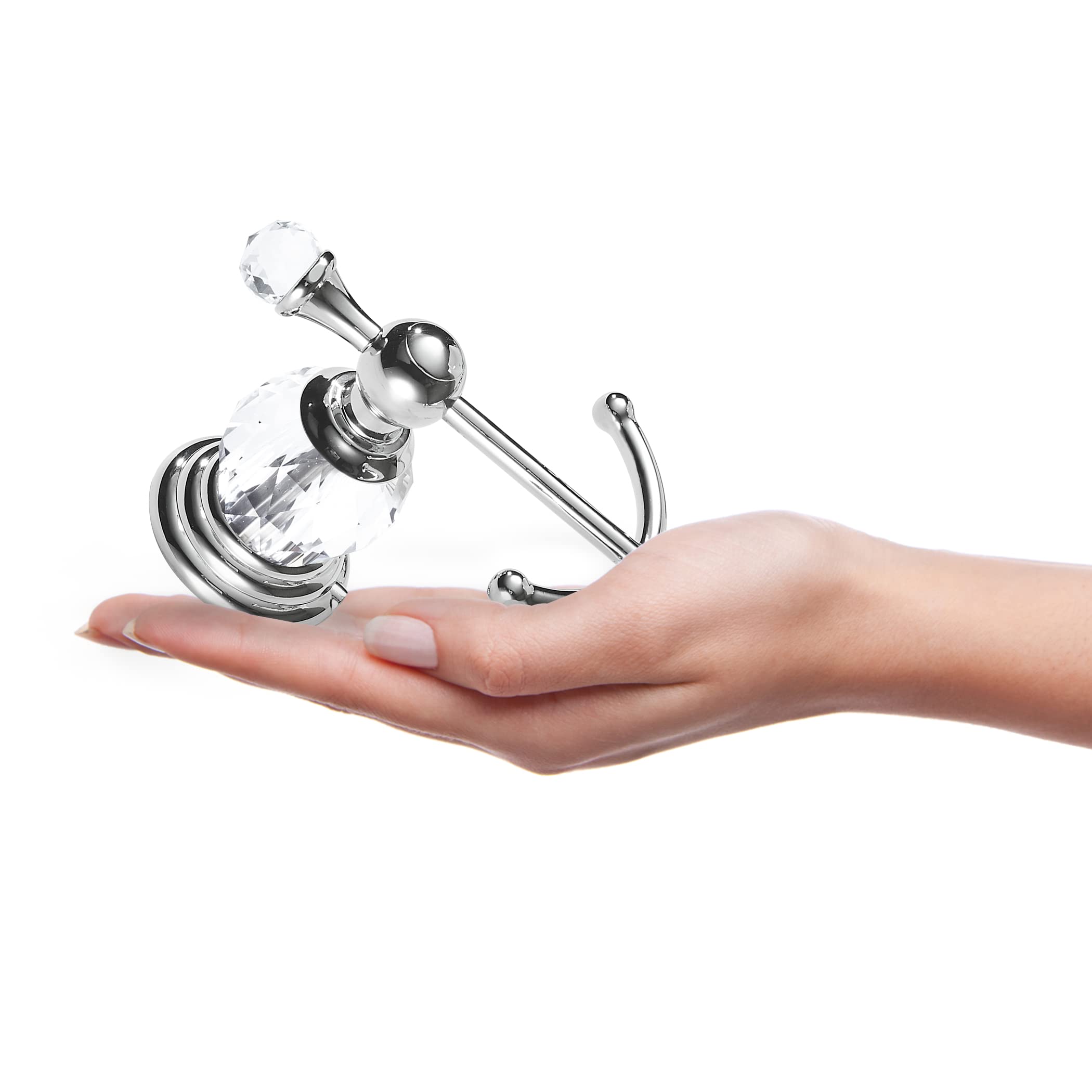 WINCASE Crystal Towel Hook Chrome  Bath Robe Hook  Silver Bathroom Wall Hooks Double for Coats Wall Mounted Modern Style