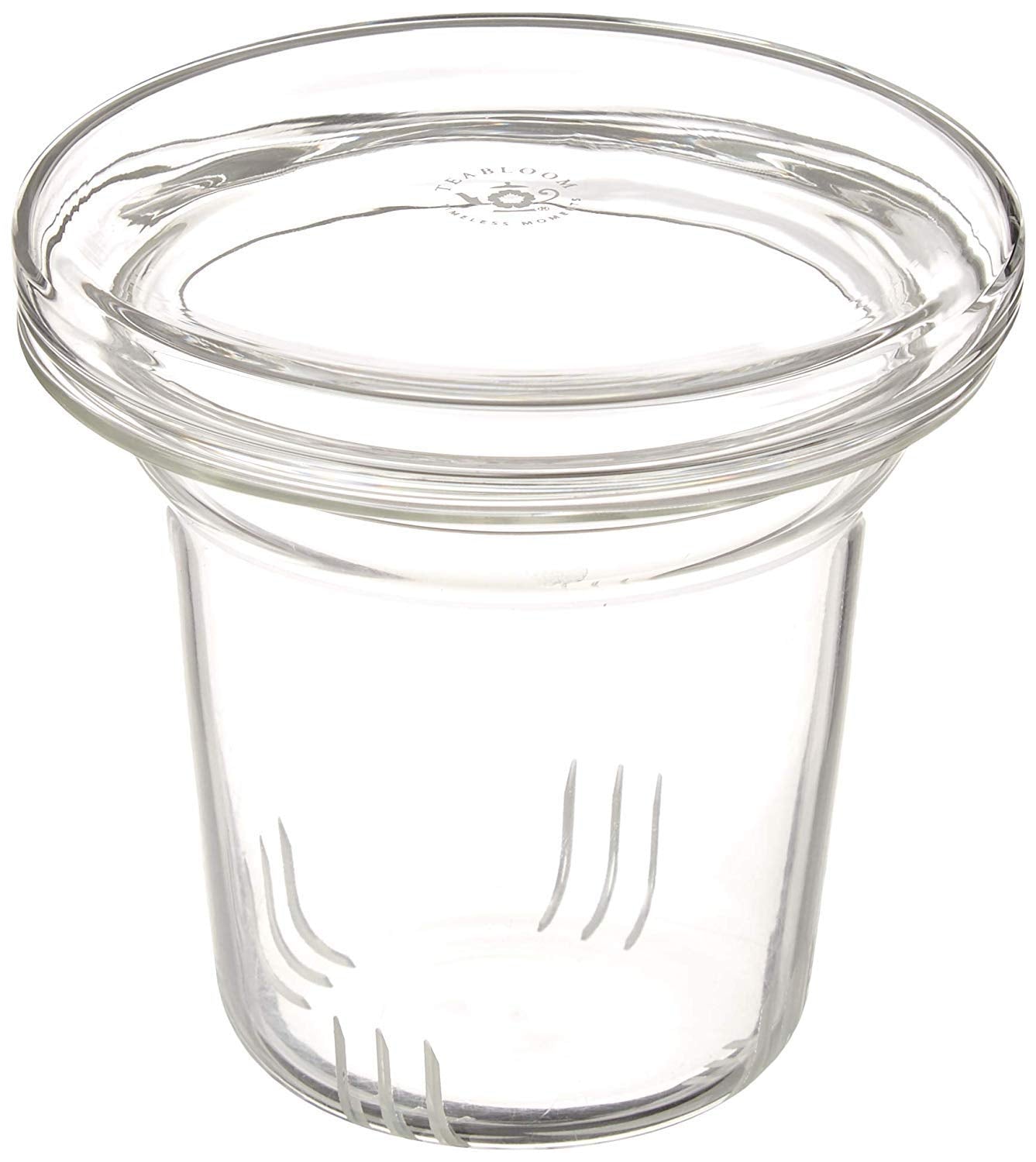 Teabloom Universal Glass Tea Infuser with Multi-Functional Lid - Highly Hygienic, Non-Porous Glass Filter for Loose Tea Leaves -