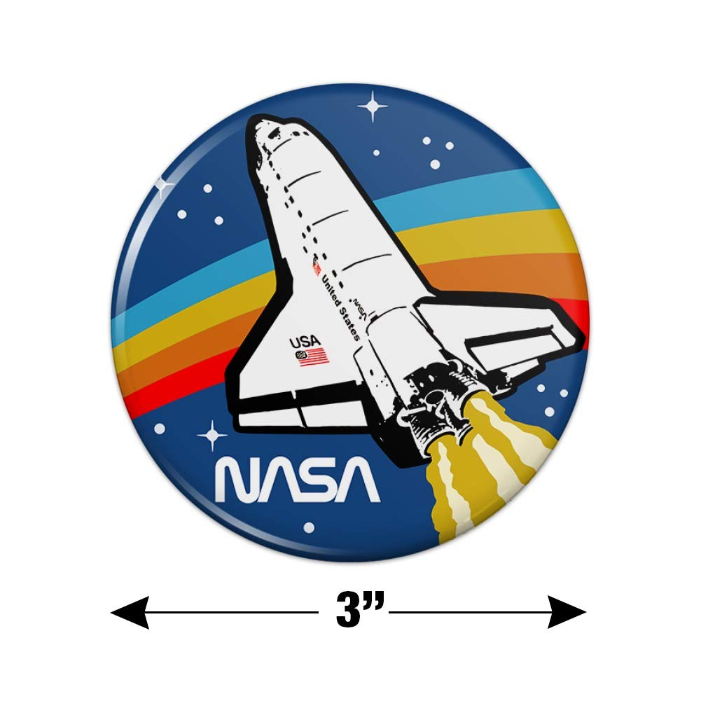 Nasa Logo Over Space Shuttle With Rainbow Kitchen Refrigerator Locker Button Magnet