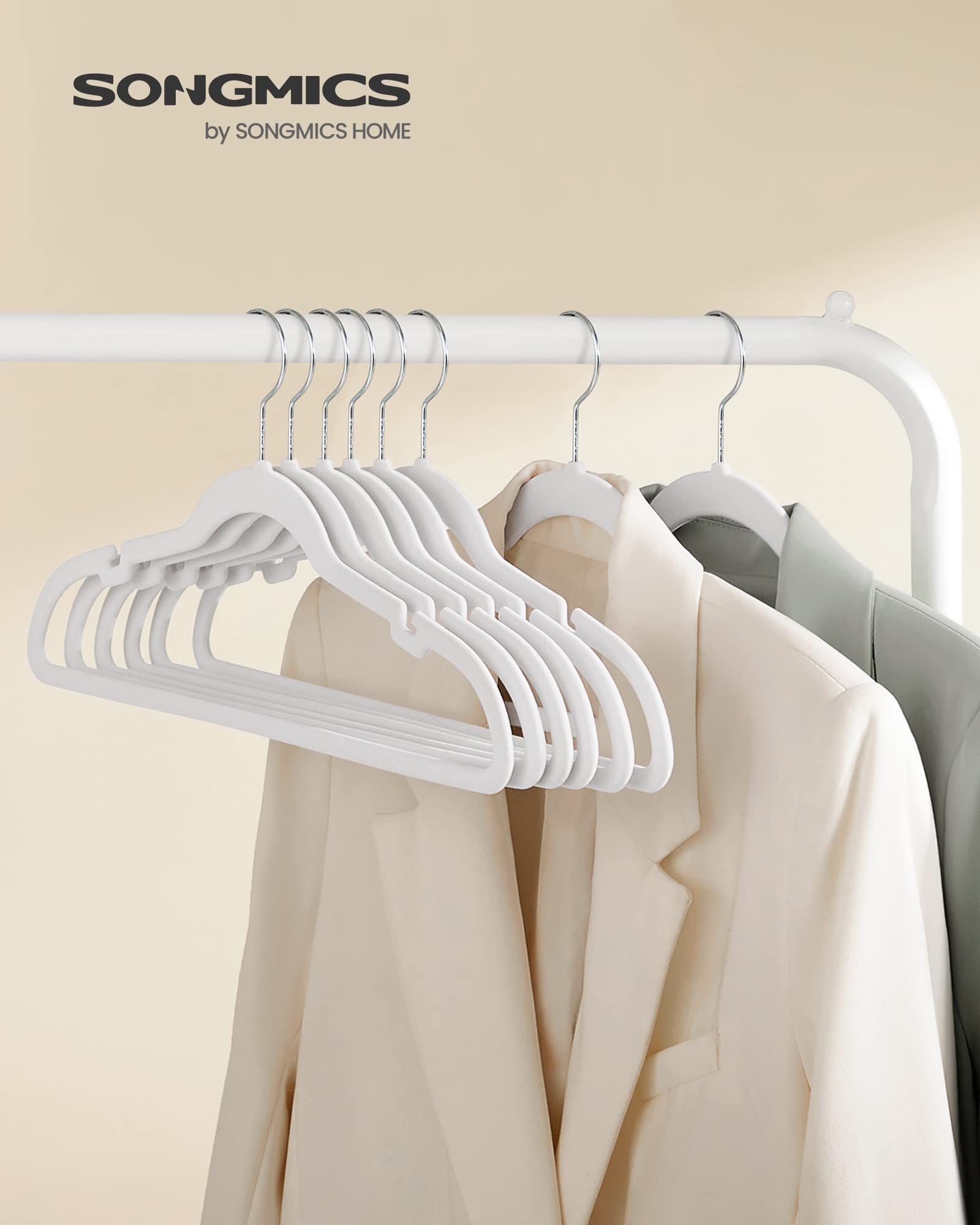 Songmics Velvet Hangers 60 Pack, Non-Slip Clothes Hangers, Suit Hangers With Shoulder Notches, Pants Bar, 360 Swivel Hook, Space