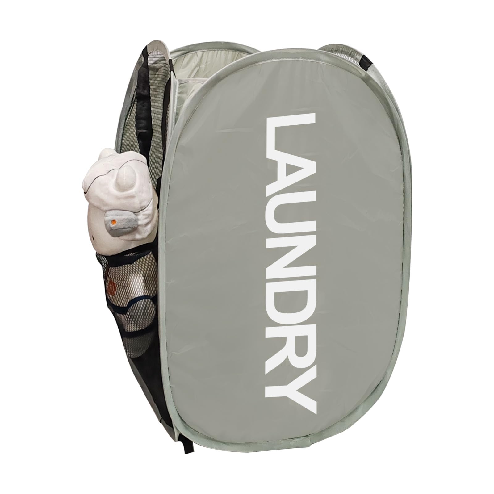 Aplter Mesh Laundry Hamper Pop Up Laundry Hamper Collapsible Laundry Basket With Carry Handles, Large Side Pocket For Kids Room,