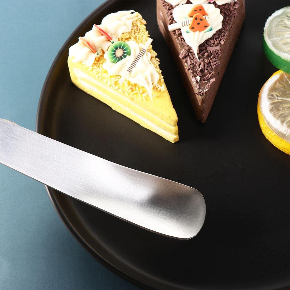 Ice Cream Spoon 2Pcs Creative Stainless Steel Long Handle Flat Head Spoons Coffee Spoon Cake Dessert Spoon Tea Tiny Stirring Spo