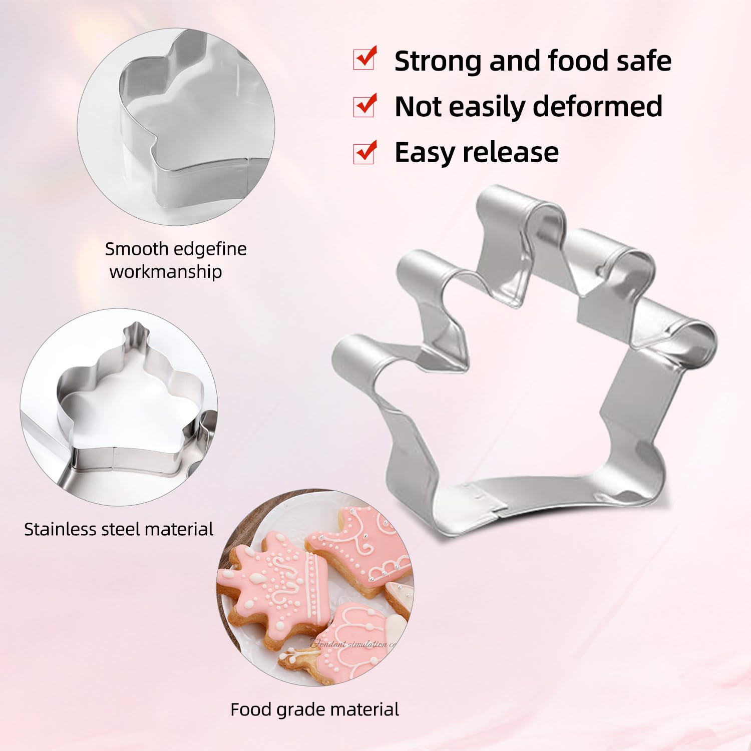 Mini Cookie Cutter 4 Pcs/Set Crown King Queen Prince Princess Shapes Stainless Steel Cookie Cutter Fondant Cutter-Tiny2.5-3.6