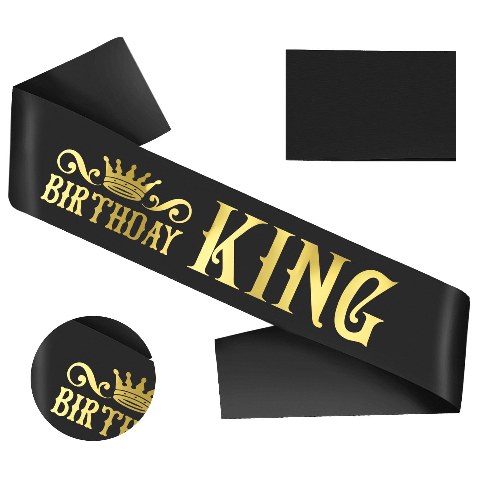 Skjiayee Birthday King Sash, Funny Black Satin Sash With Gold Foil Lettering Birthday Sashes For Boys Or Men 10Th 13Th 16Th 18Th