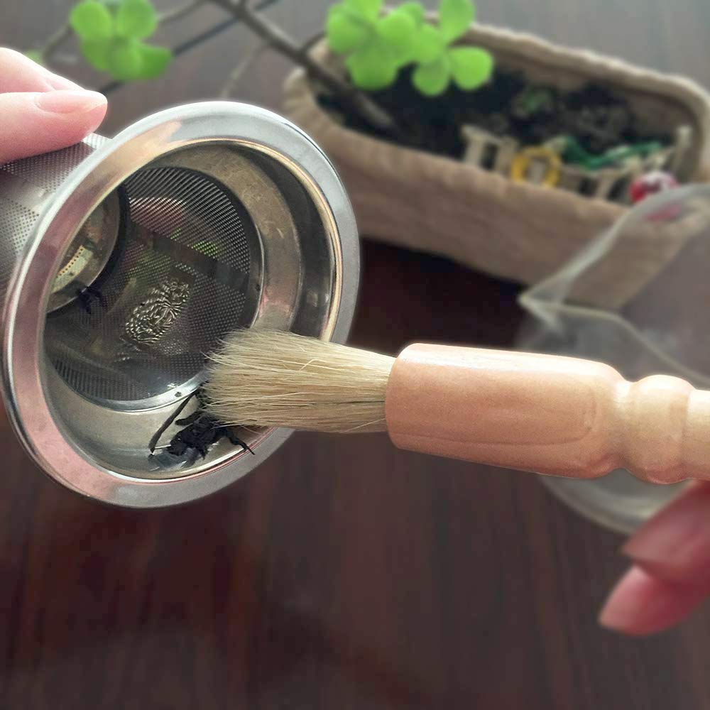 ACKLLR Coffee Grinder Cleaning Brush  Heavy Wood Handle & Natural Bristles Wood Dusting Espresso Brush and Nylon Espresso Machine Brush with Spoon for Bean Grain Barista Pasta Makers Home Kitchen